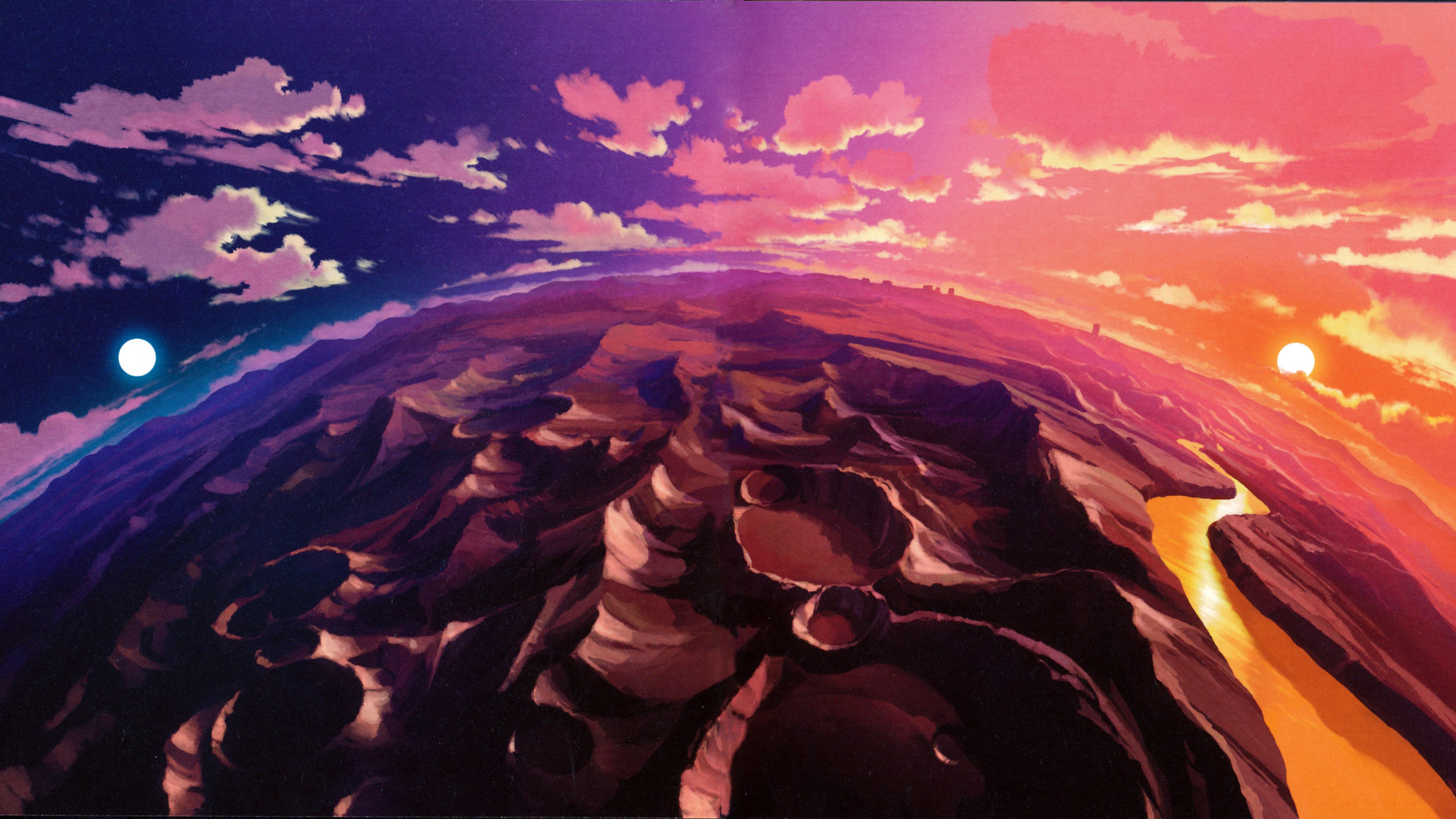 Gurren Lagann, Pianeta, Tramonto, Nuvole, Full HD, wallpaper per PC