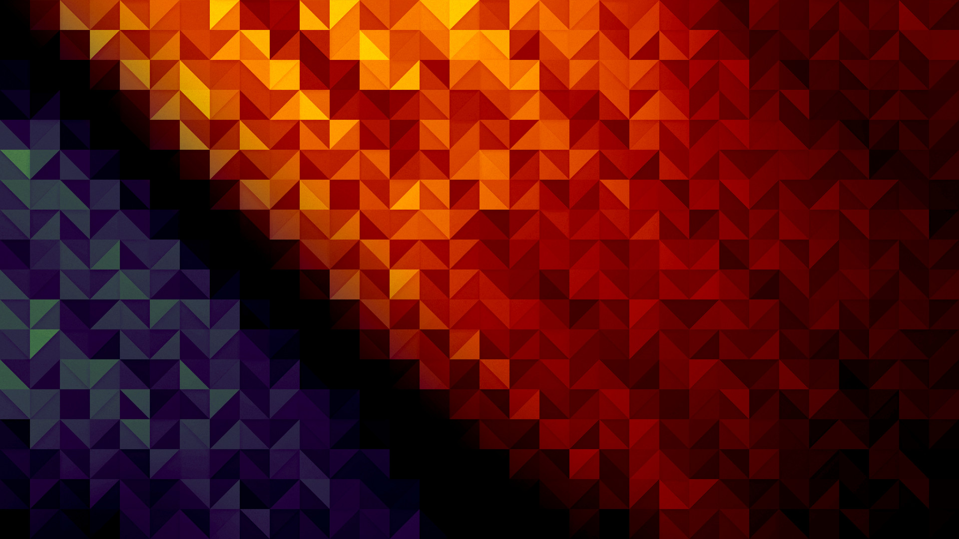 Triangoli, Pixel, Arancione e viola, Mosaico, Full HD, sfondo desktop