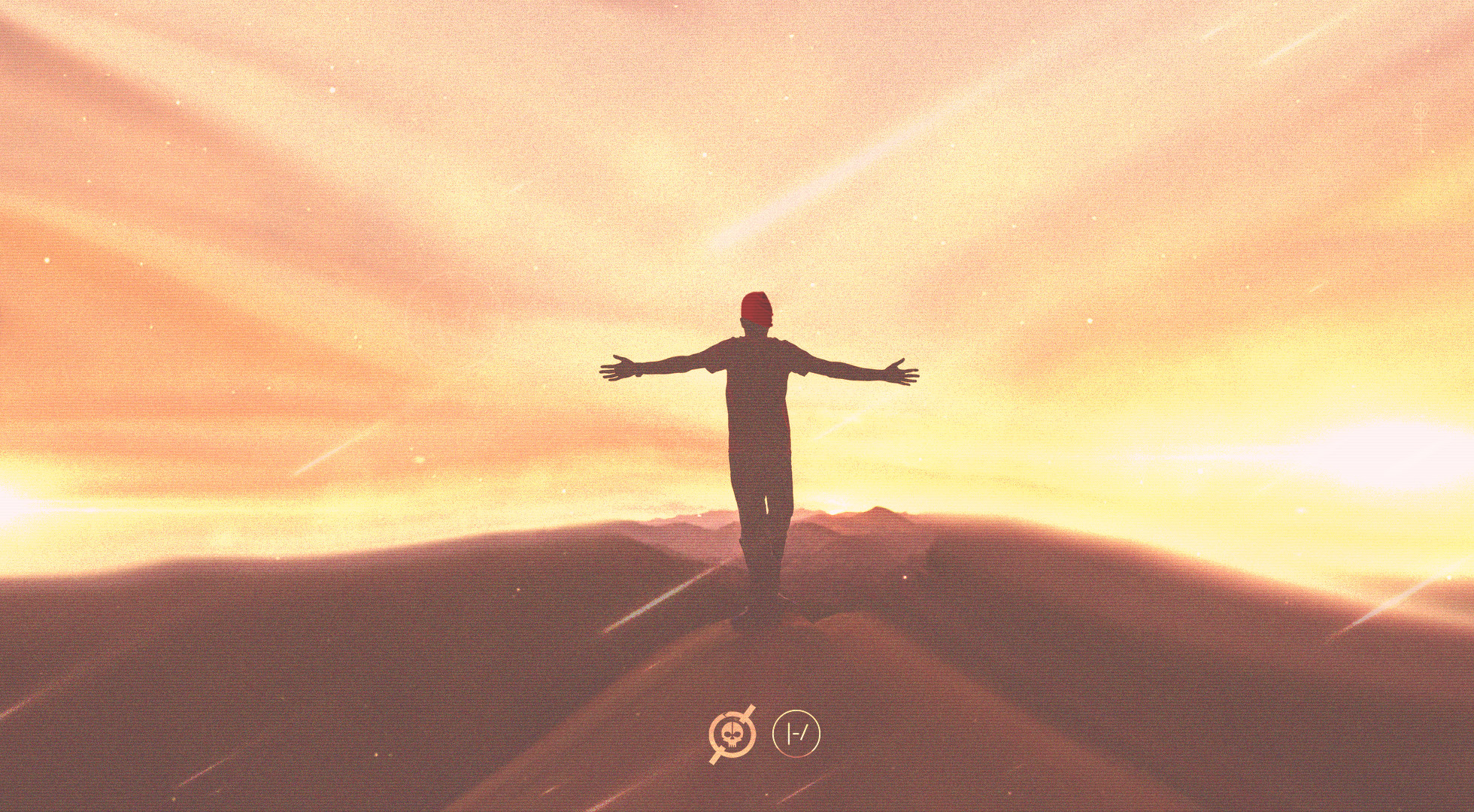 Twenty One Pilots, Silhouette, Tramonto, Braccia aperte, Full HD, sfondo Windows 11