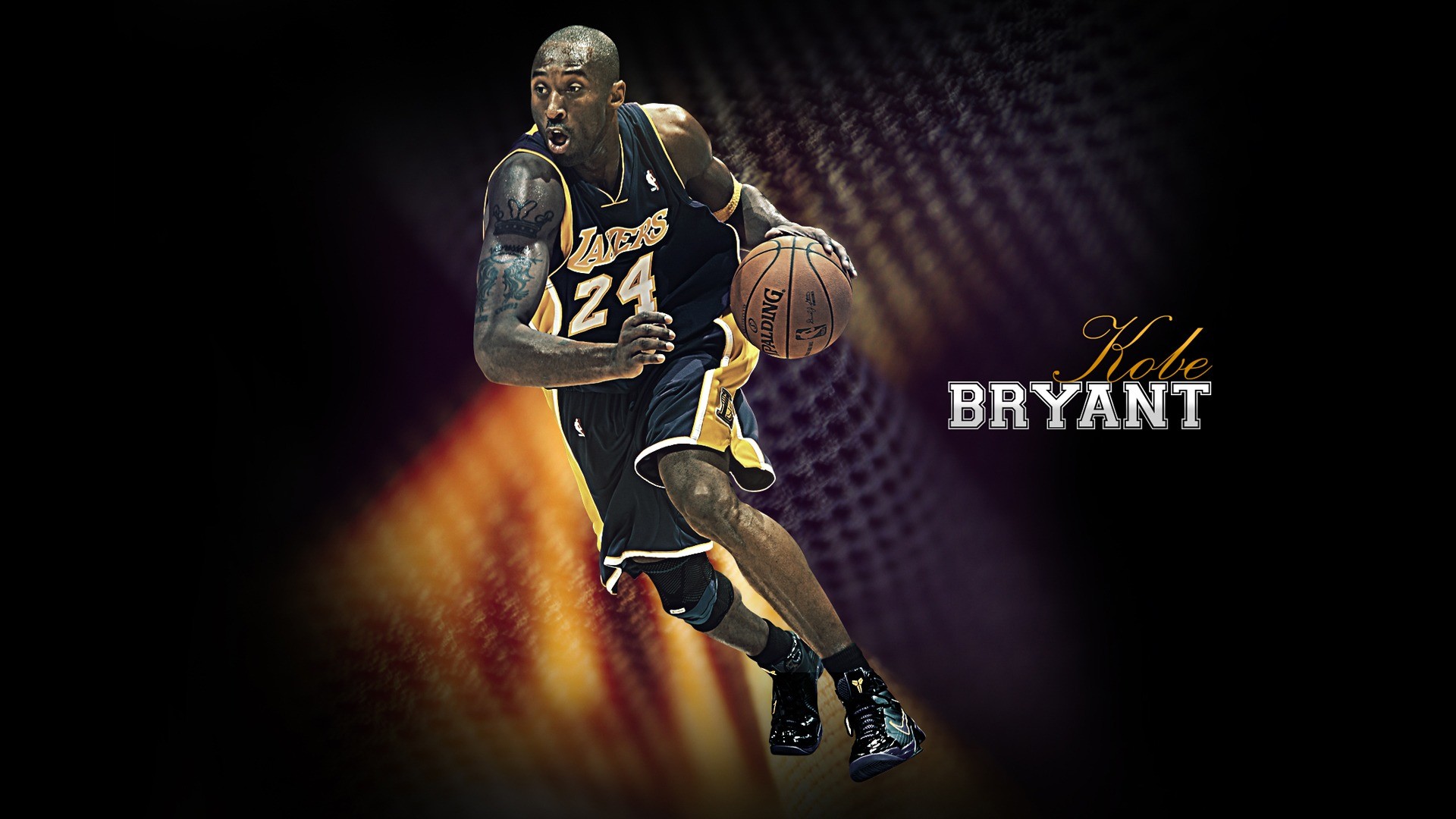 Kobe Bryant, Los Angeles Lakers, Palleggio, Sfondo scuro, Full HD, wallpaper desktop