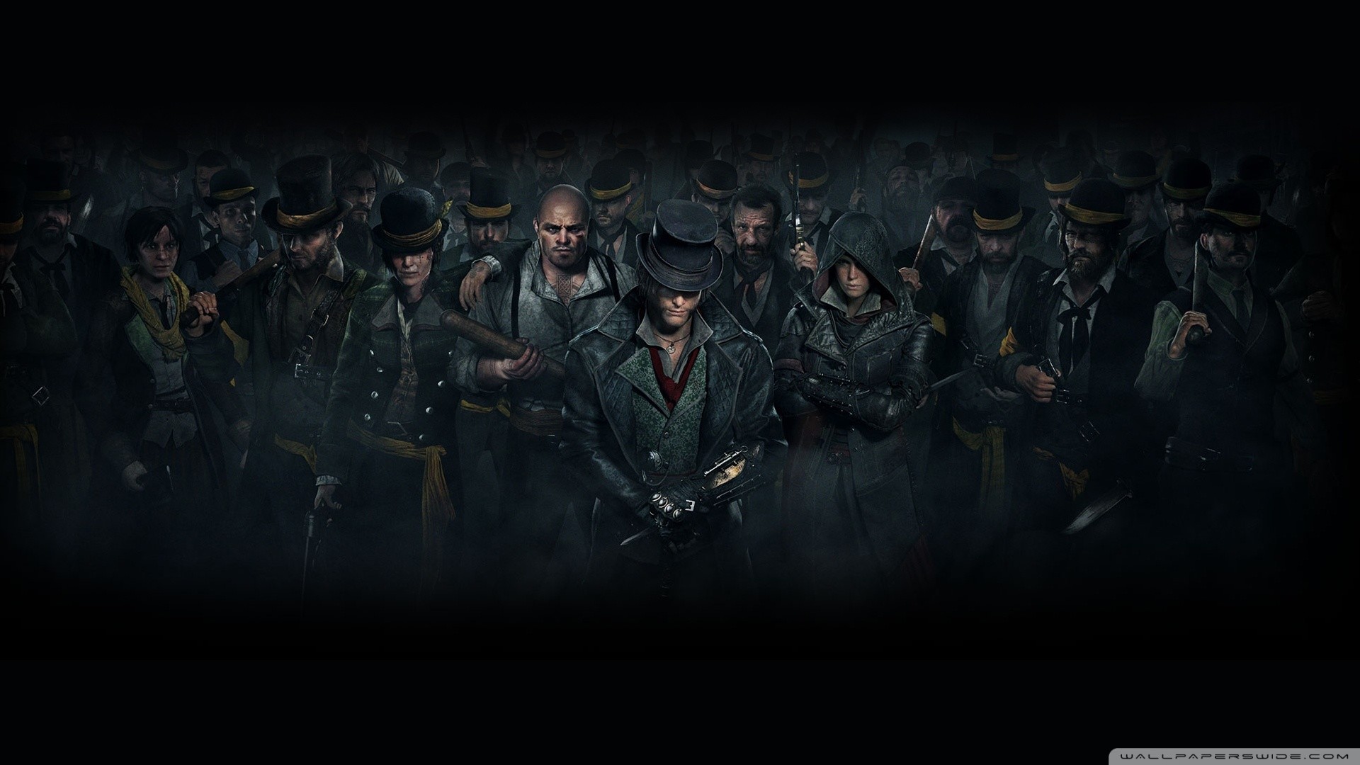 Jacob Frye, Assassin's Creed Syndicate, Banda dei Rooks, Folla, Toni scuri, wallpaper desktop Full HD