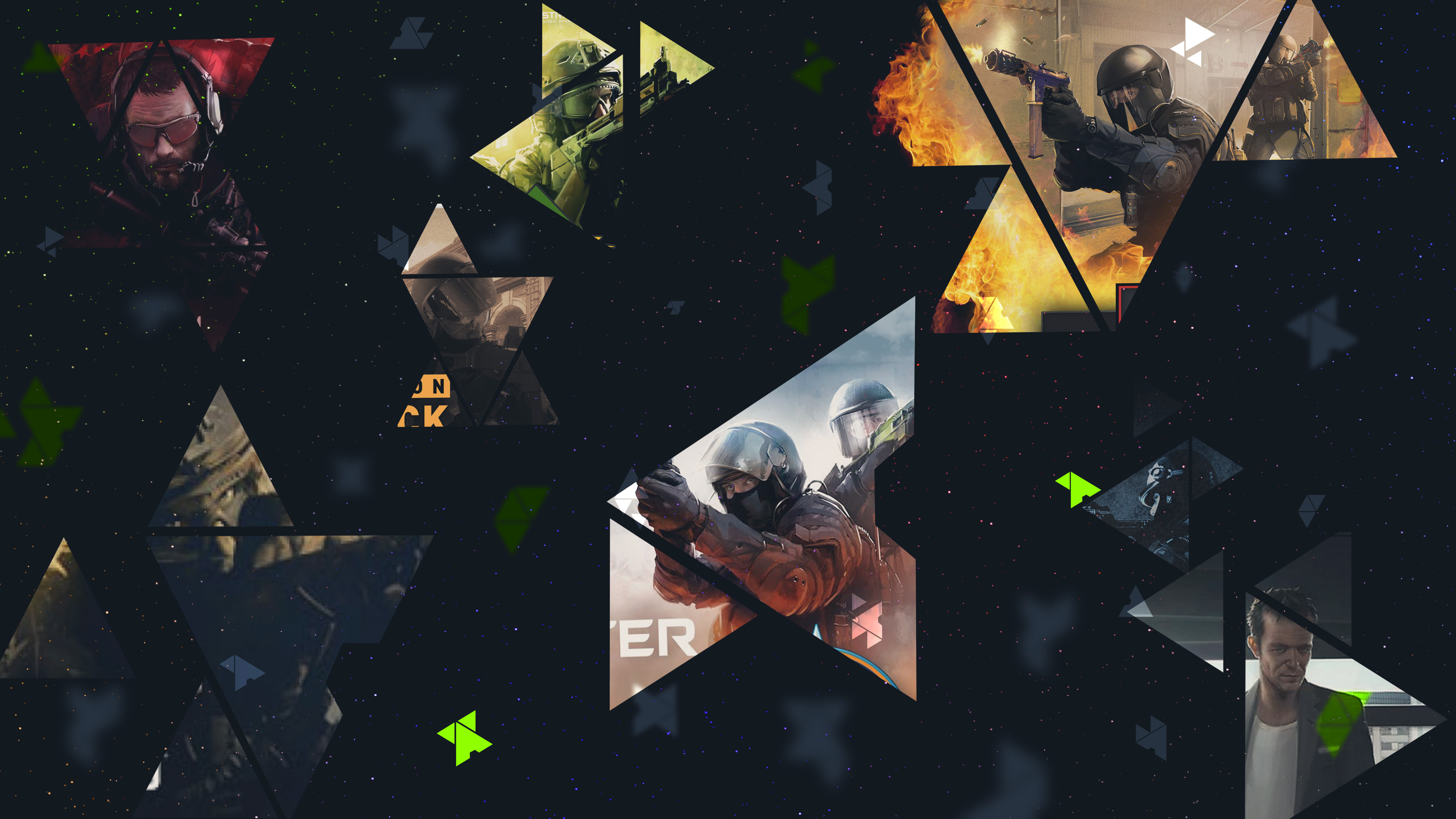 CS:GO, Collage, Triangoli, Soldati, 4K 2160p, sfondo desktop