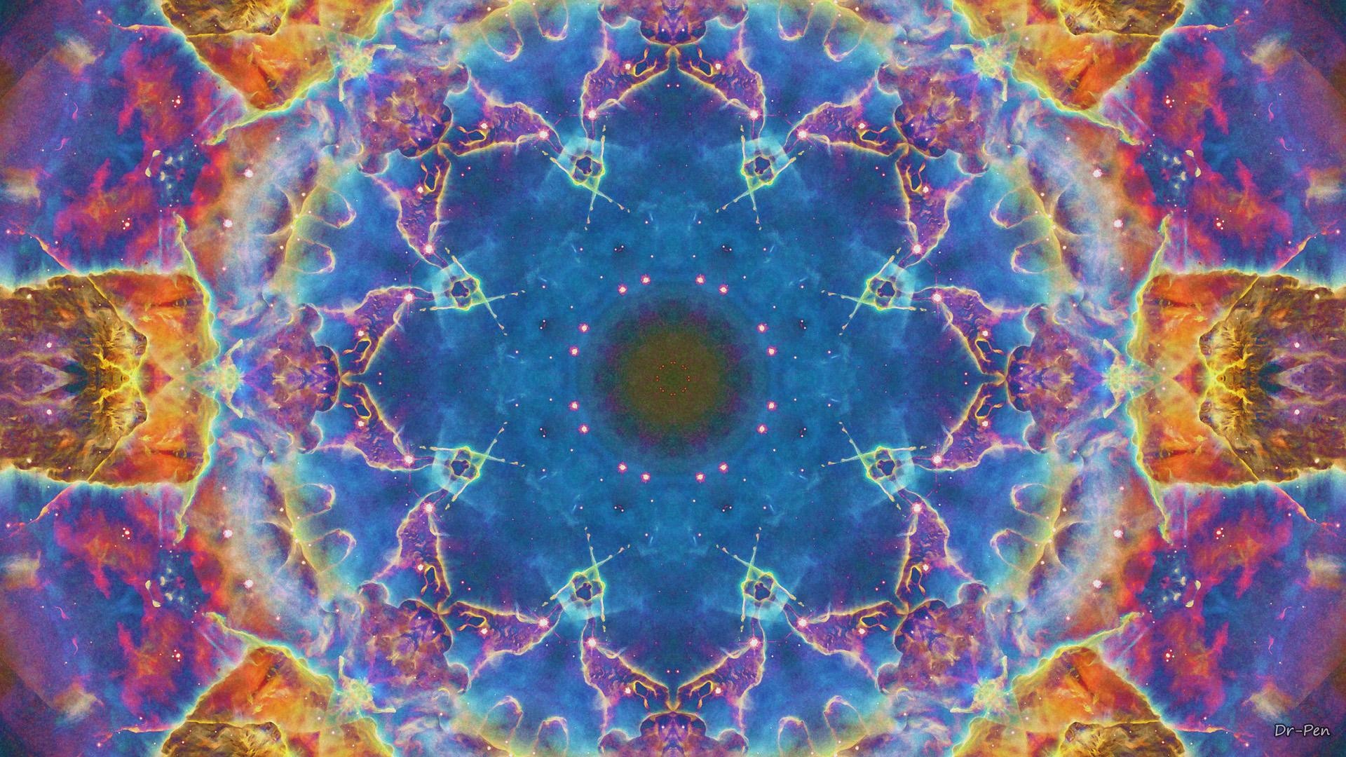 Caleidoscopio, Mandala, Blu, Psichedelico, Full HD, sfondo per PC
