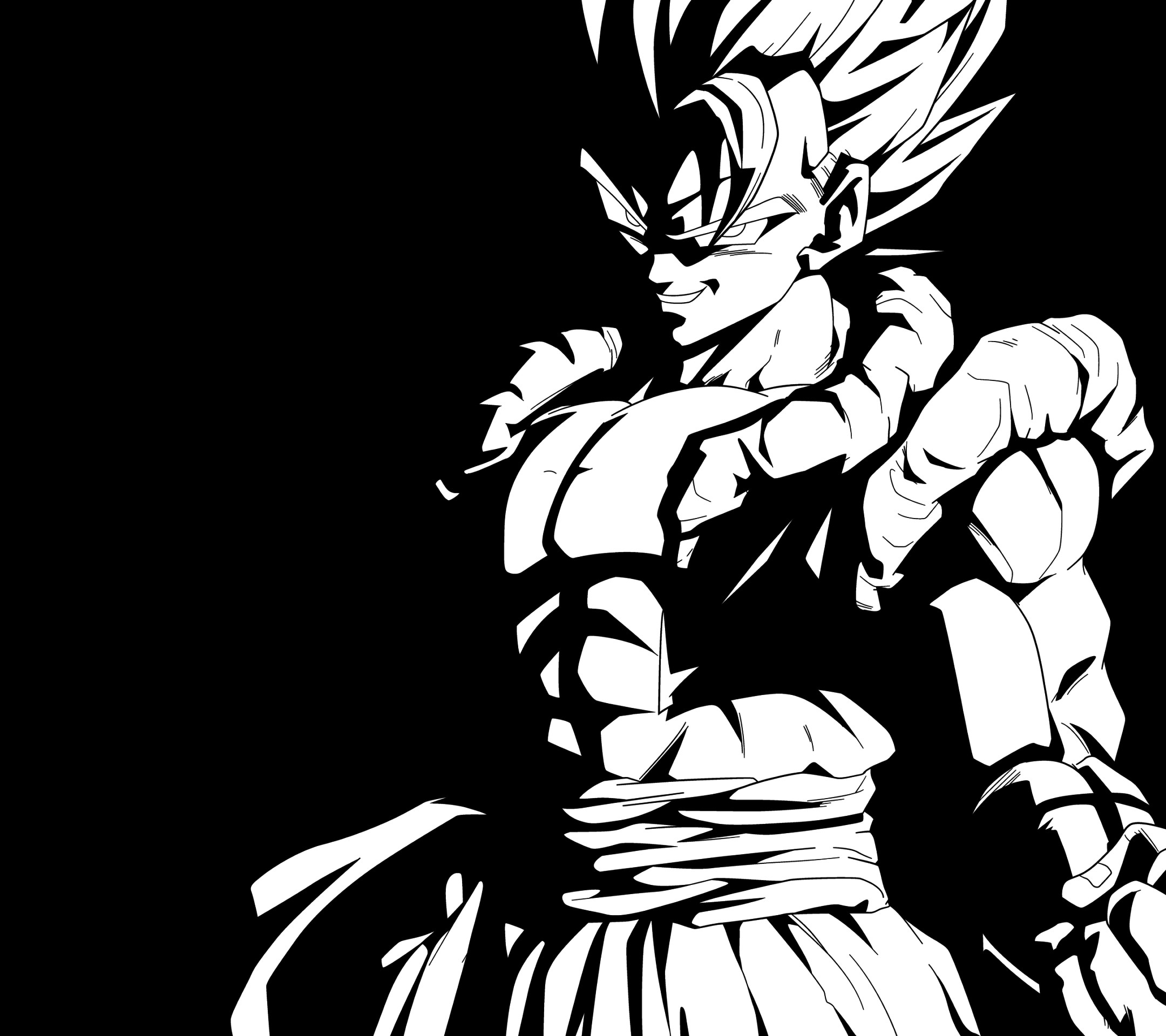 Gogeta, Dragon Ball Z, Bianco e nero, Sfondo nero, Full HD, schermata di blocco iPad
