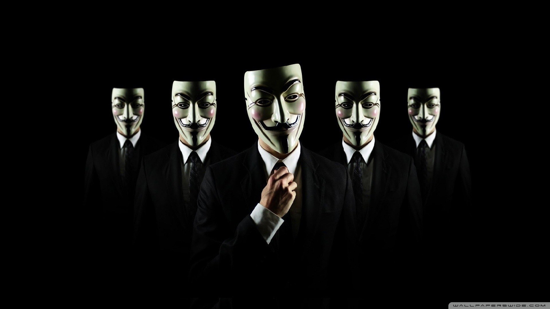Anonymous, Maschera di Guy Fawkes, Completo, Nero, Full HD, sfondo desktop