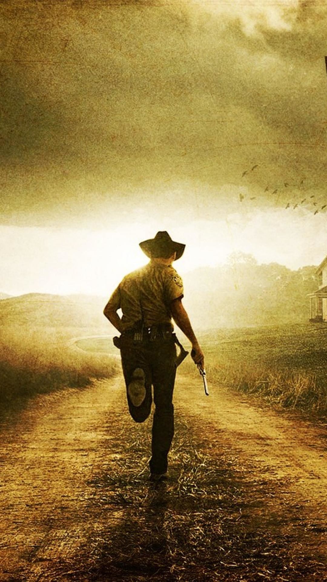 Rick Grimes, The Walking Dead, Cowboy, Strada, Seppia, sfondo per iPhone 6