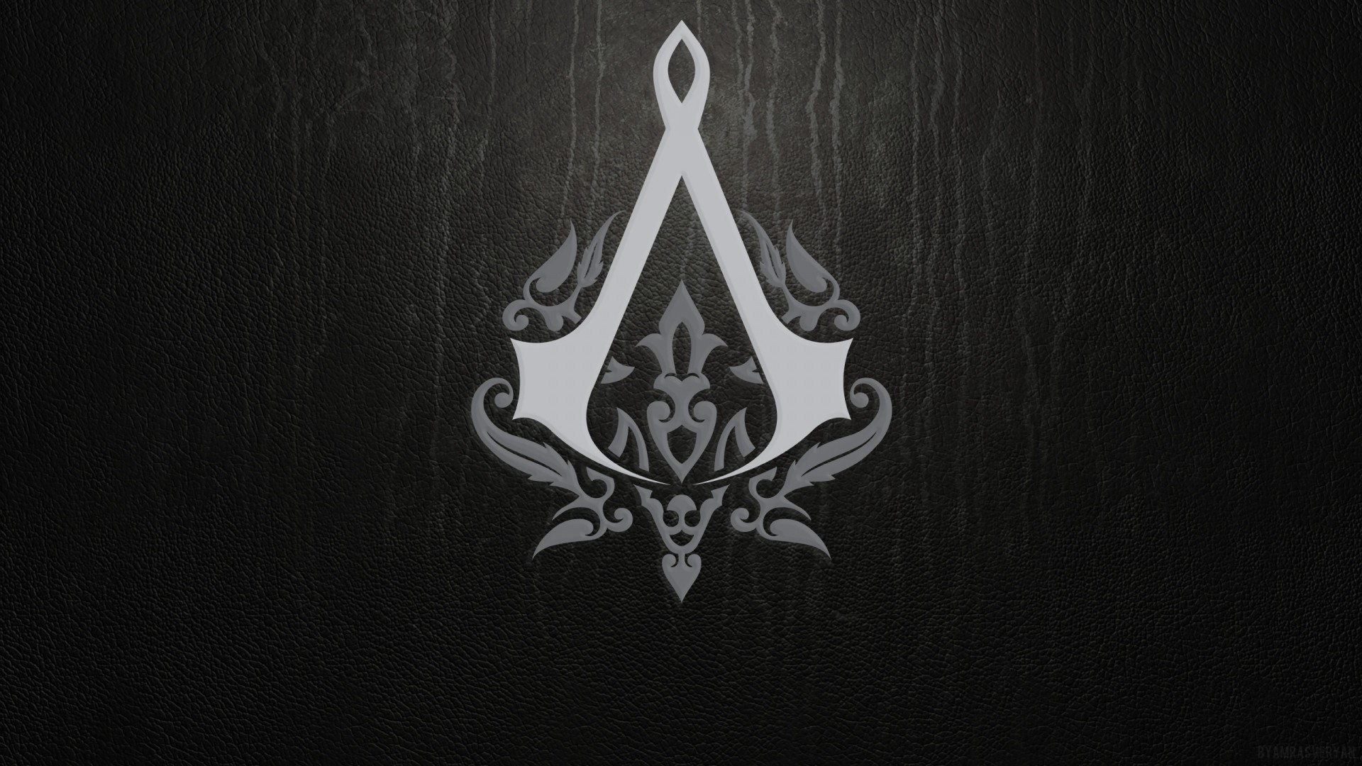 Simbolo degli Assassini, Assassin's Creed, Logo, Pelle nera, Full HD, sfondo per PC