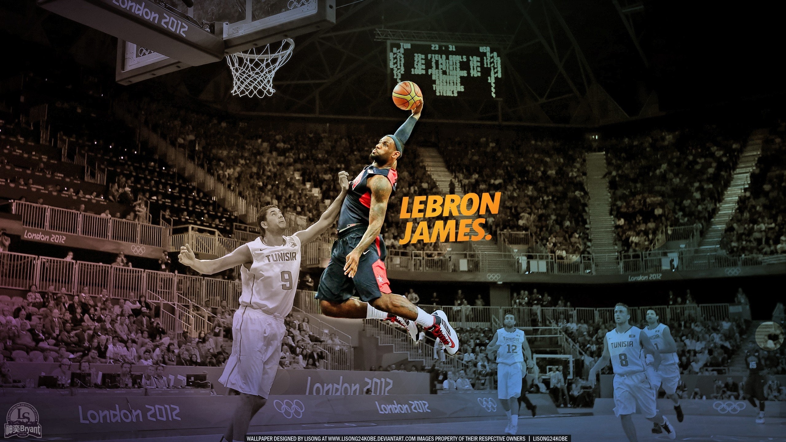 LeBron James, Team USA, Olimpiadi di Londra 2012, Schiacciata, 2K 1440p, sfondo desktop