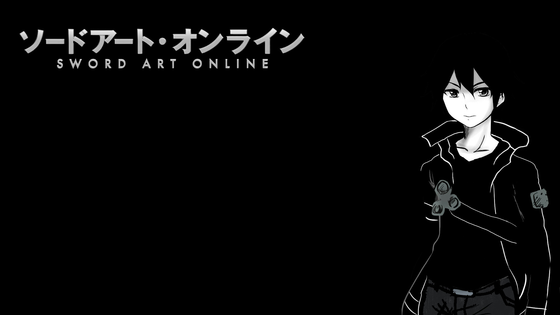 Kirito, Sword Art Online, Logo, Sfondo nero, Full HD, wallpaper per computer