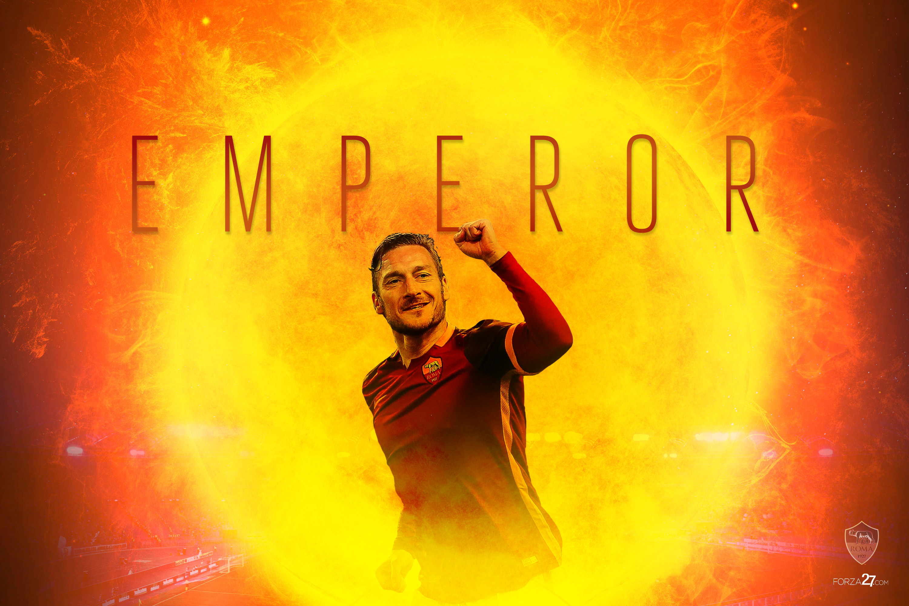 Francesco Totti, Emperor, AS Roma, Fuoco, Arancione, 2K, sfondo per portatile