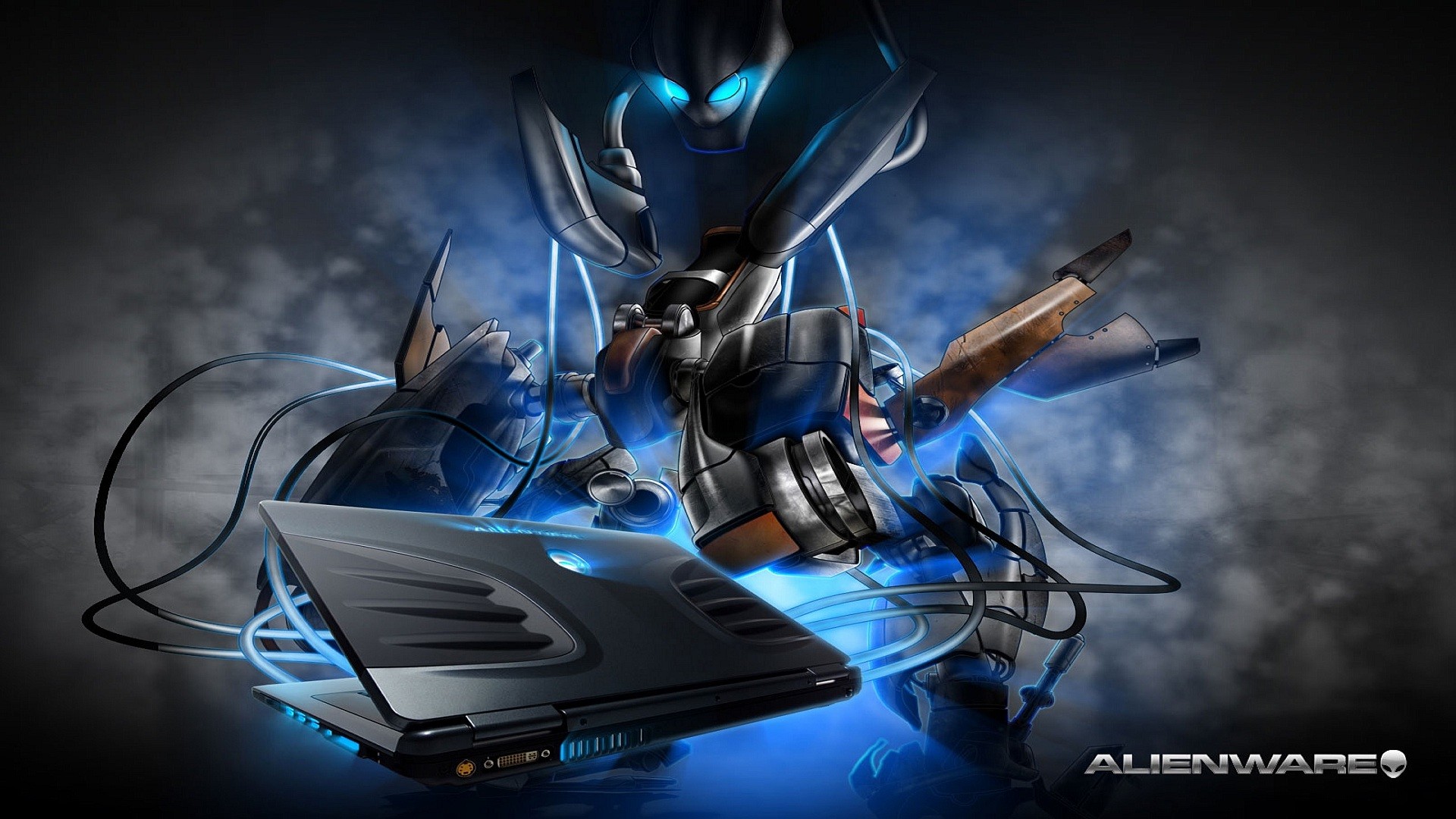 Alienware, Laptop, Robot, Arte digitale, 1920x1080, sfondo per PC