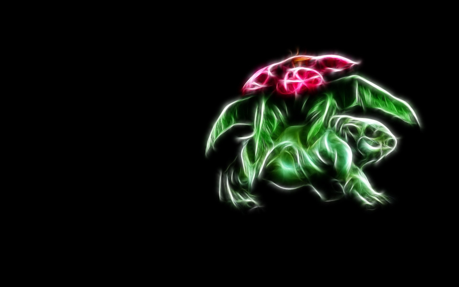 Venusaur, Pokémon, Frattale, Sfondo nero, Full HD, wallpaper per computer