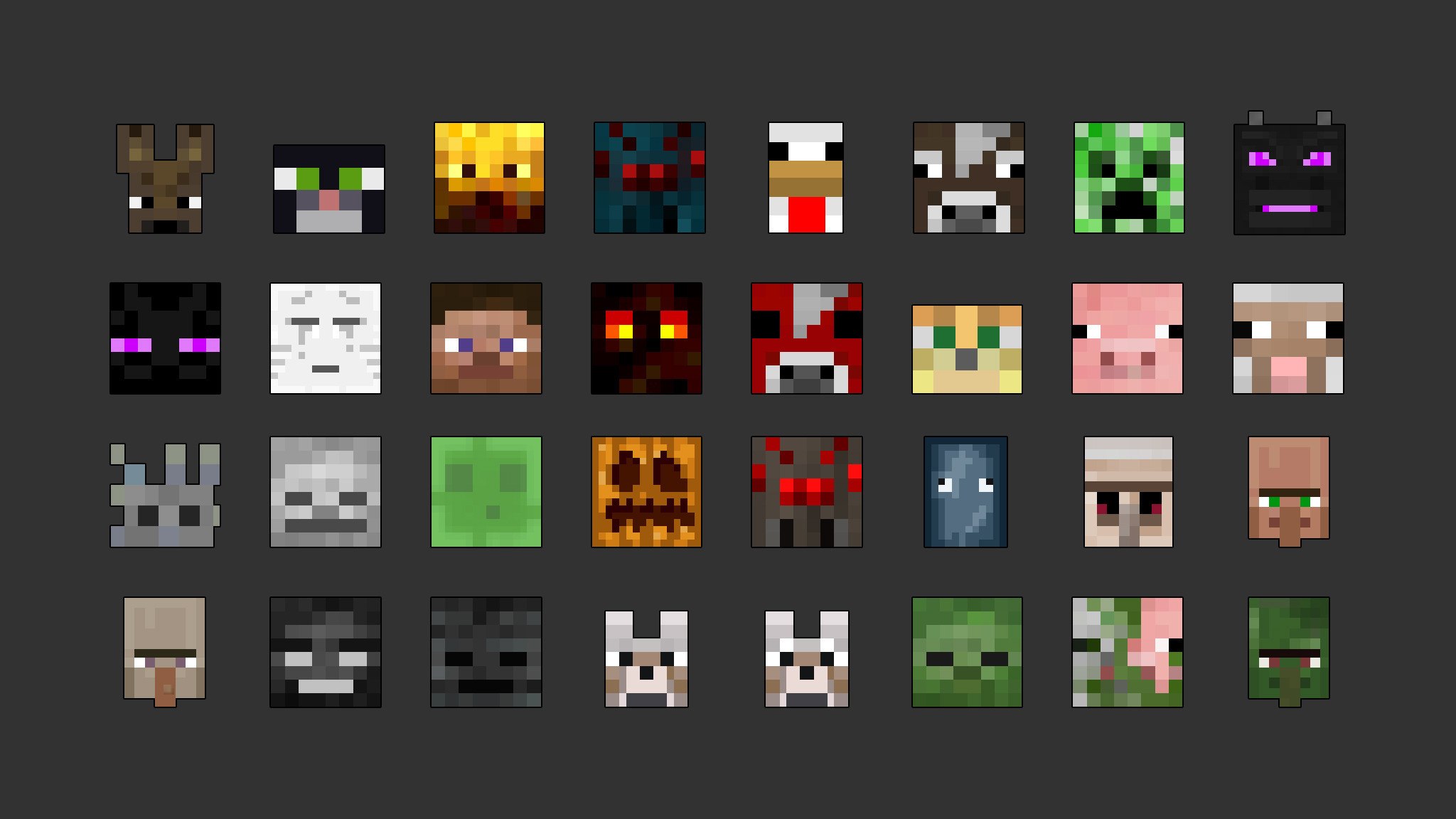 Mob di Minecraft, Volti, Creeper, Enderman, Griglia, Full HD, sfondo desktop