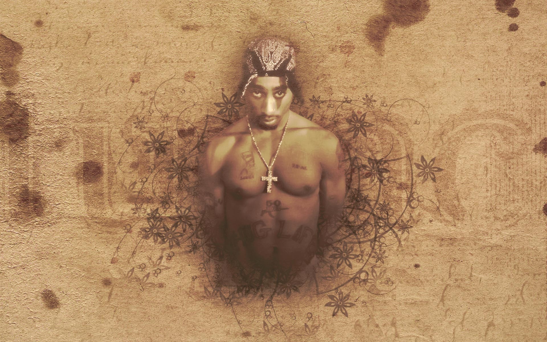Tupac Shakur, 2Pac, Seppia, Arte digitale, 1920x1200, sfondo per PC