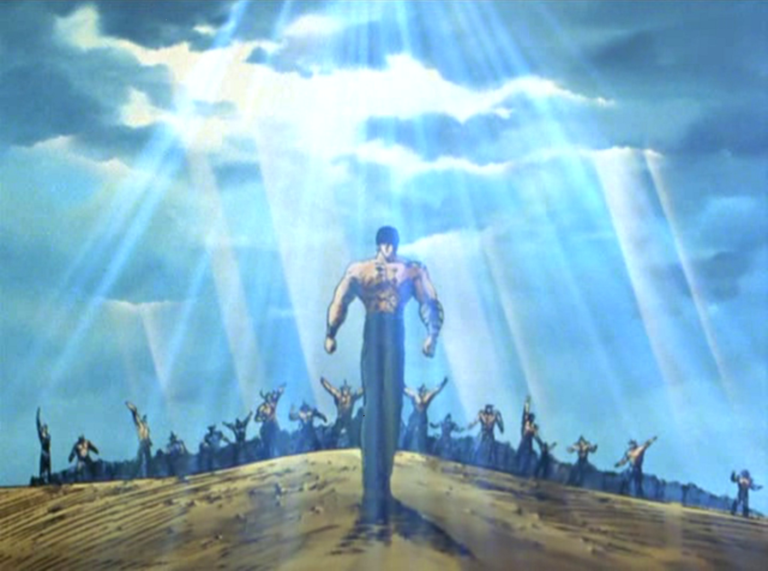Kenshiro, Ken il guerriero, Raggi di luce, Folla, Cielo, 2K, schermata di blocco iPad