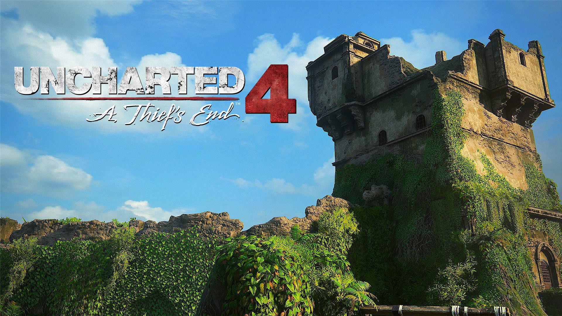 Uncharted 4: Fine di un ladro, Torre, Rovine, Logo, Full HD, wallpaper per computer