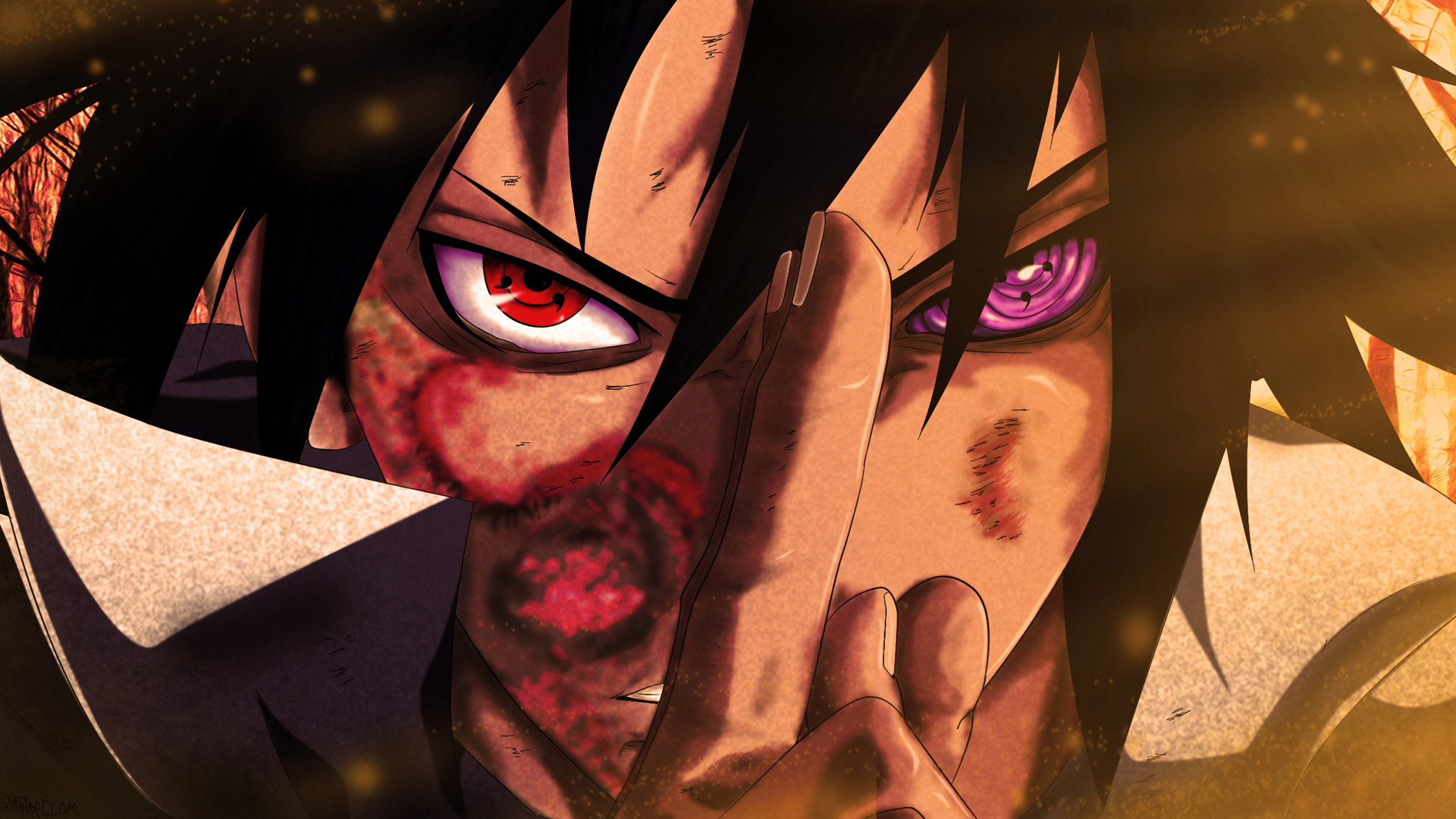 Sasuke Uchiha, Sharingan, Rinnegan, Naruto, 1920x1080, sfondo per PC