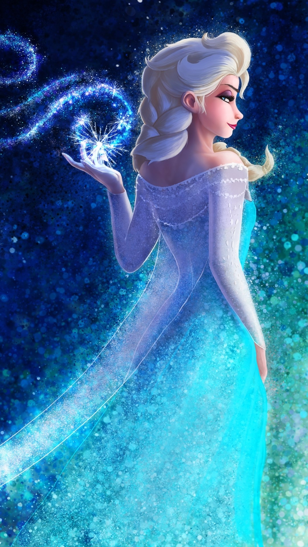 Elsa, Abito di ghiaccio, Magia, Blu, Full HD, sfondo per iPhone e Android