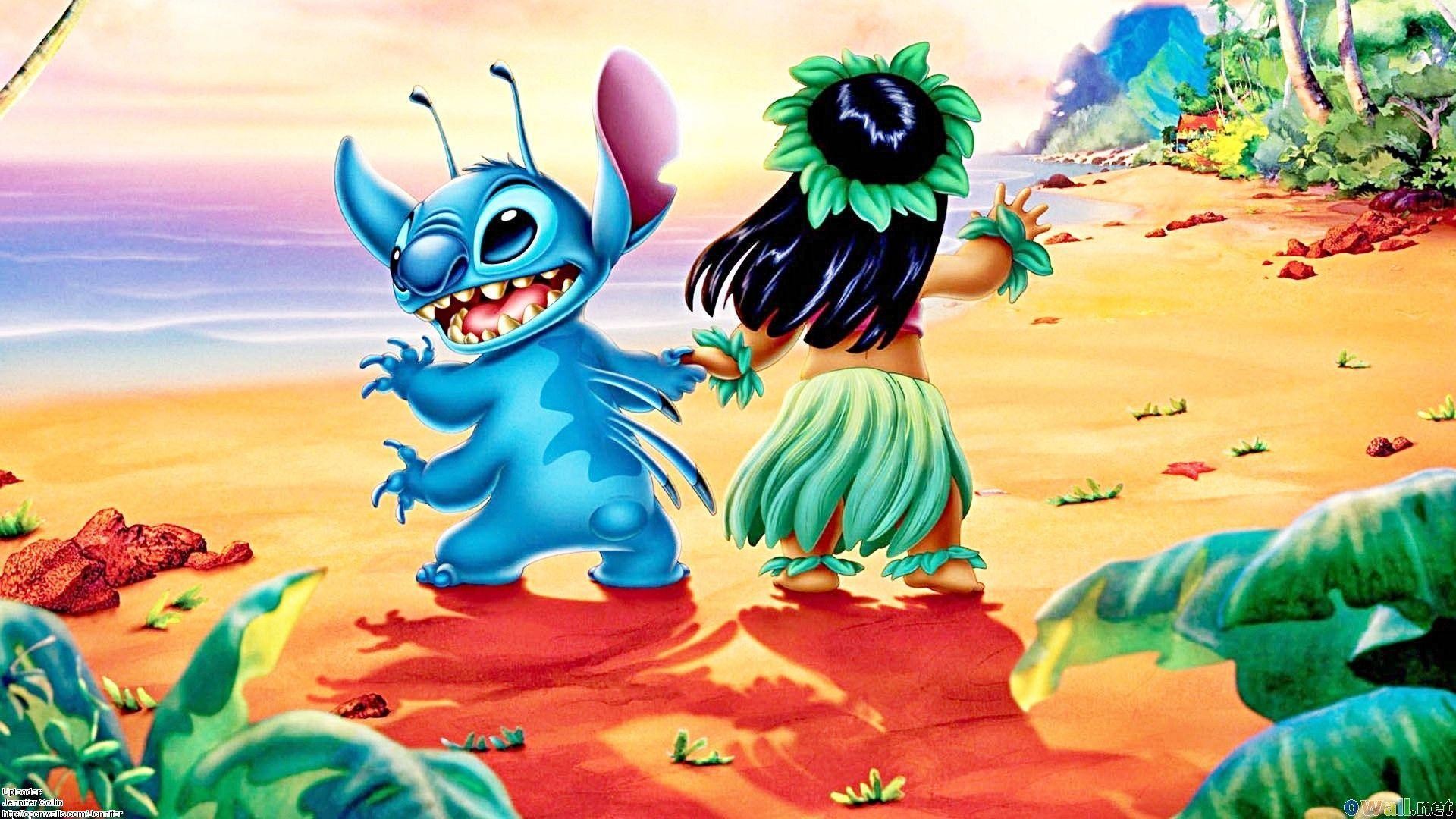 Stitch, Lilo Pelekai, Lilo & Stitch, Spiaggia, Hawaii, 1920x1080, immagine di sfondo