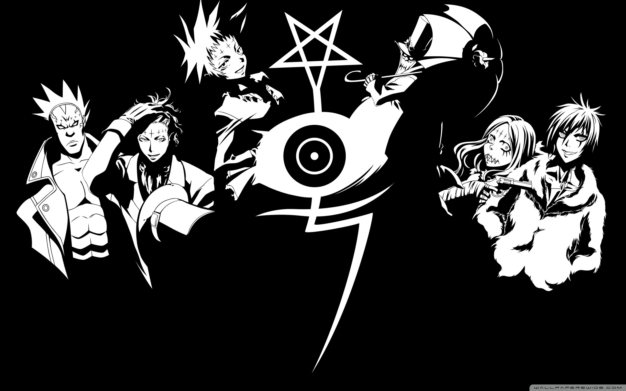 Bianco e nero, Manga, Pentagramma, Occhio, Personaggi, 2560x1600, immagine di sfondo