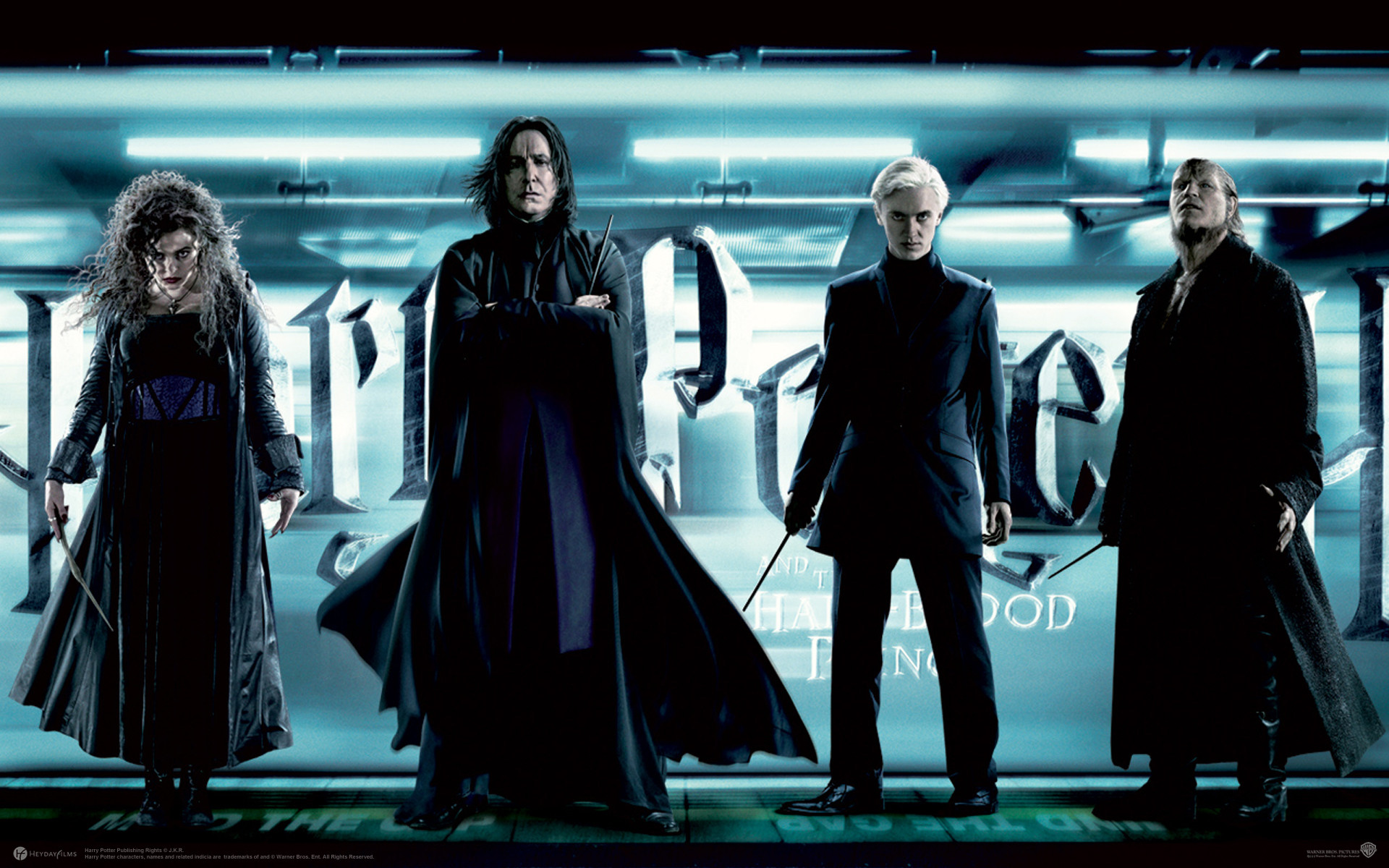 Harry Potter e il Principe Mezzosangue, Bellatrix Lestrange, Severus Piton, Draco Malfoy, Fenrir Greyback, sfondo per PC