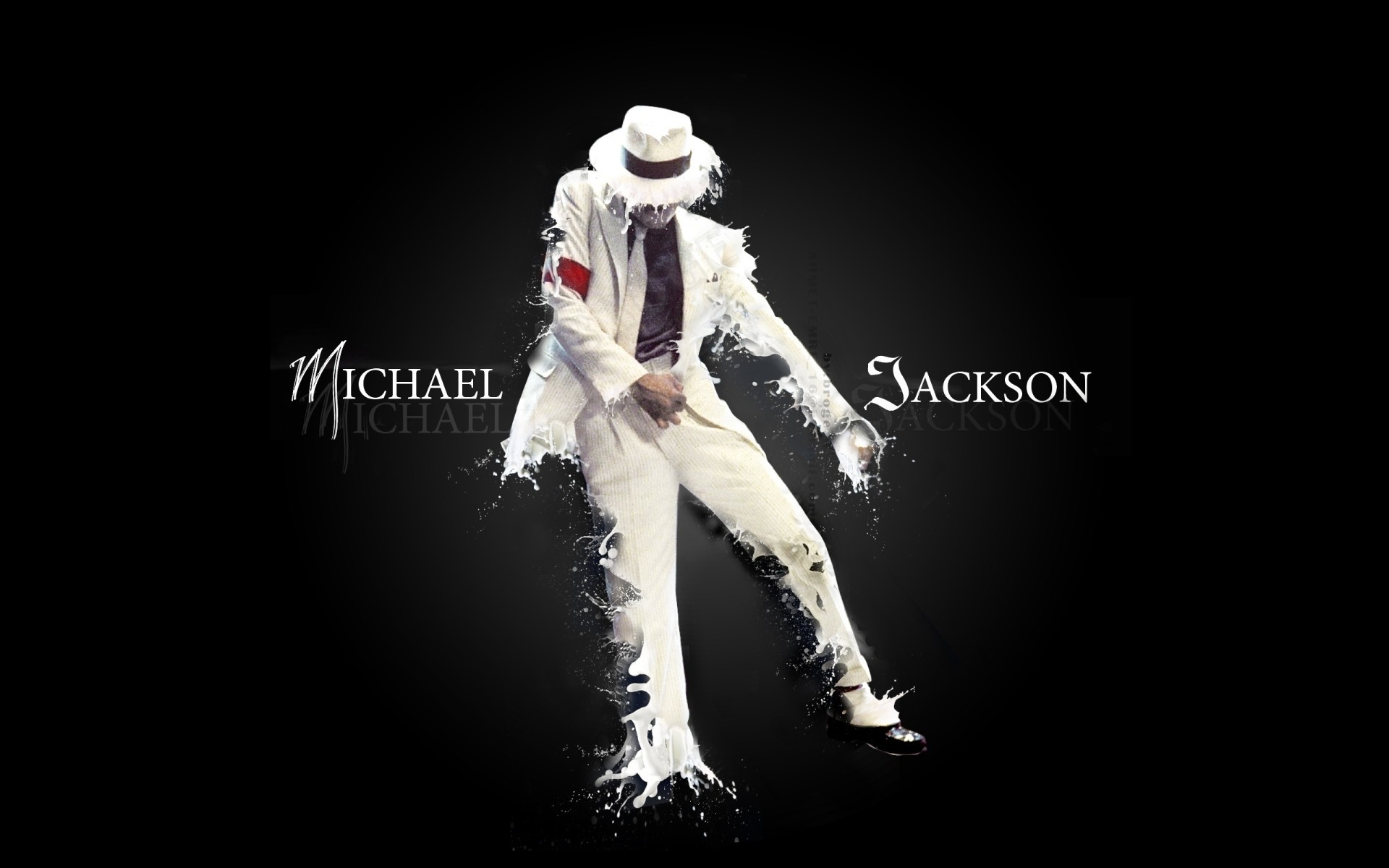 Michael Jackson, Smooth Criminal, Abito bianco, Sfondo nero, Full HD, wallpaper per computer