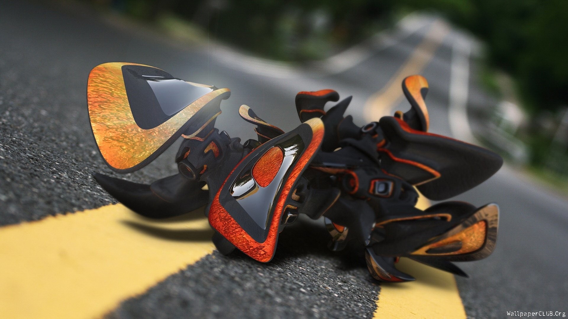Graffiti 3D, Arte digitale, Strada, Arancione, Full HD, sfondo per portatile