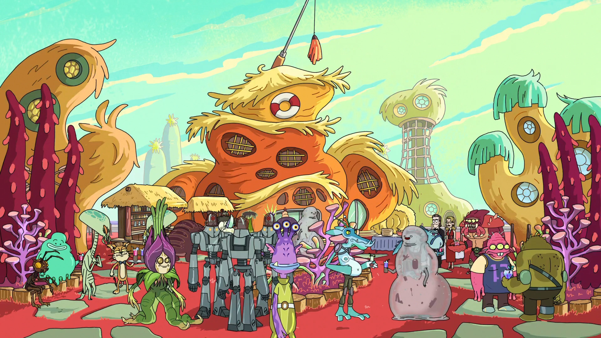 Rick and Morty, Città aliena, Alieni, Cartone animato, 16:9 Full HD, sfondo widescreen