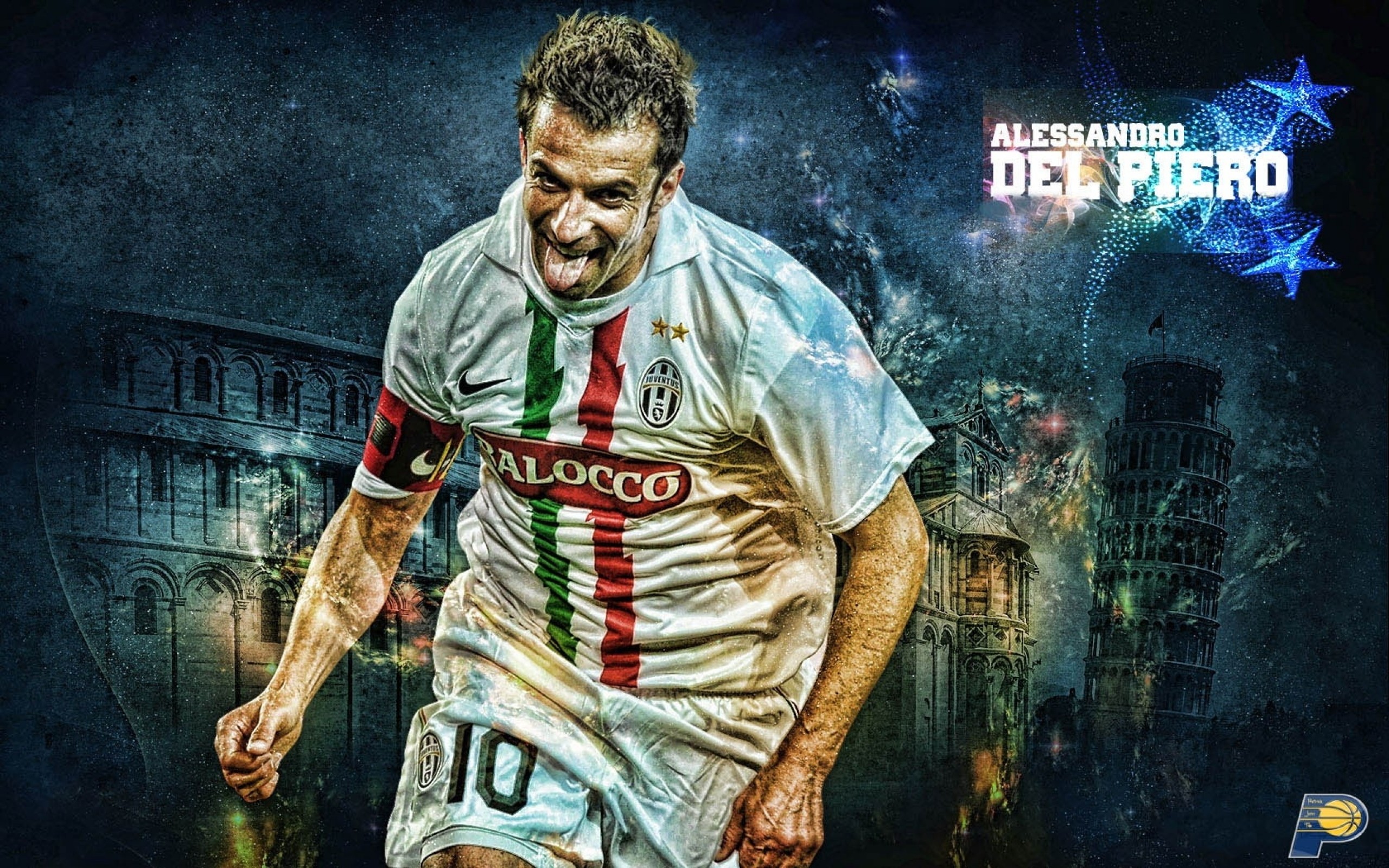 Alessandro Del Piero, Juventus, Maglia numero 10, Arte digitale, sfondo 16:10 2K