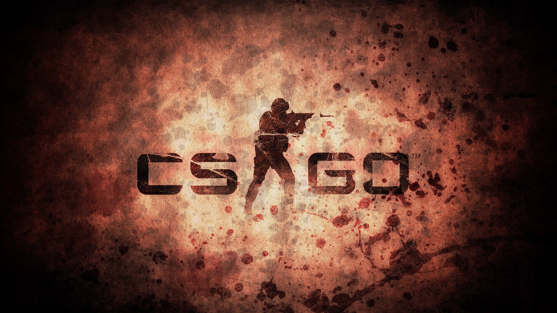 Logo CS:GO, CS:GO, Grunge, Arancione, Full HD, sfondo desktop