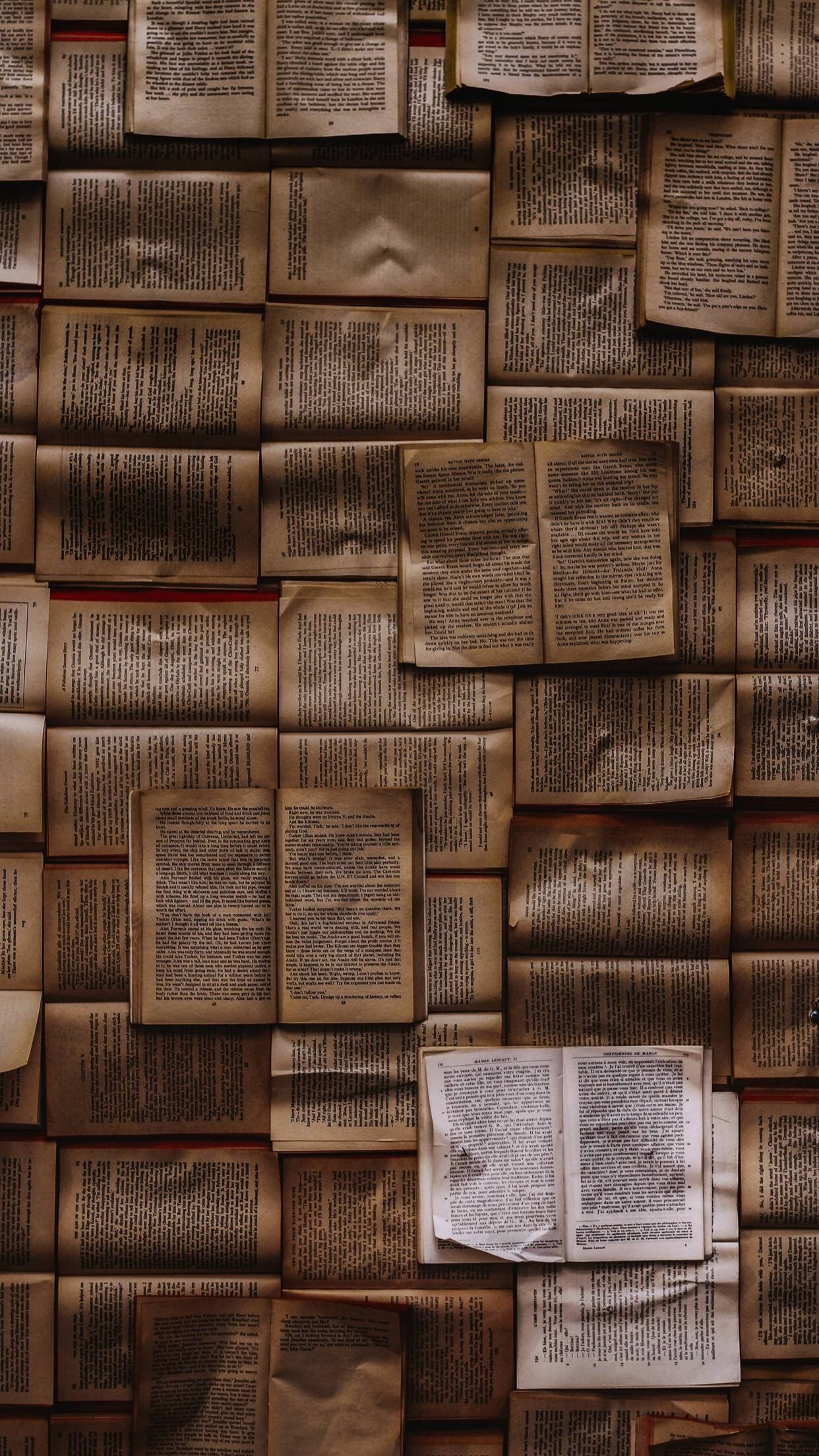 Muro di libri, Pagine, Texture, Full HD, sfondo verticale per cellulare