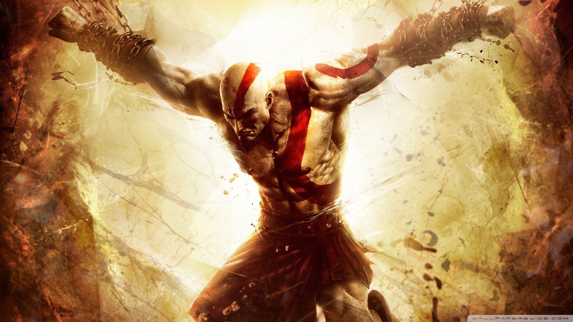 Kratos, God of War: Ascension, Catene, Toni dorati, 1920x1080, immagine di sfondo