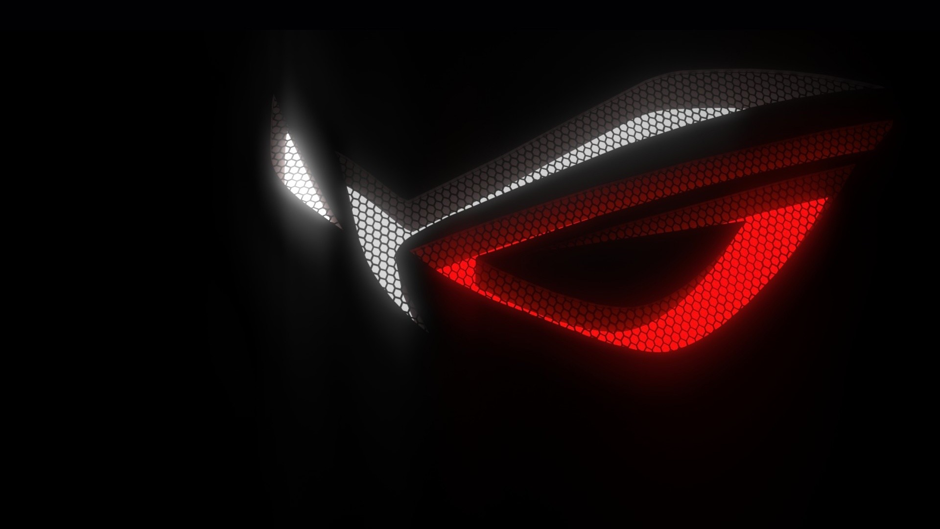 Logo ROG, Asus, Rosso neon, Sfondo nero, Full HD, wallpaper per computer
