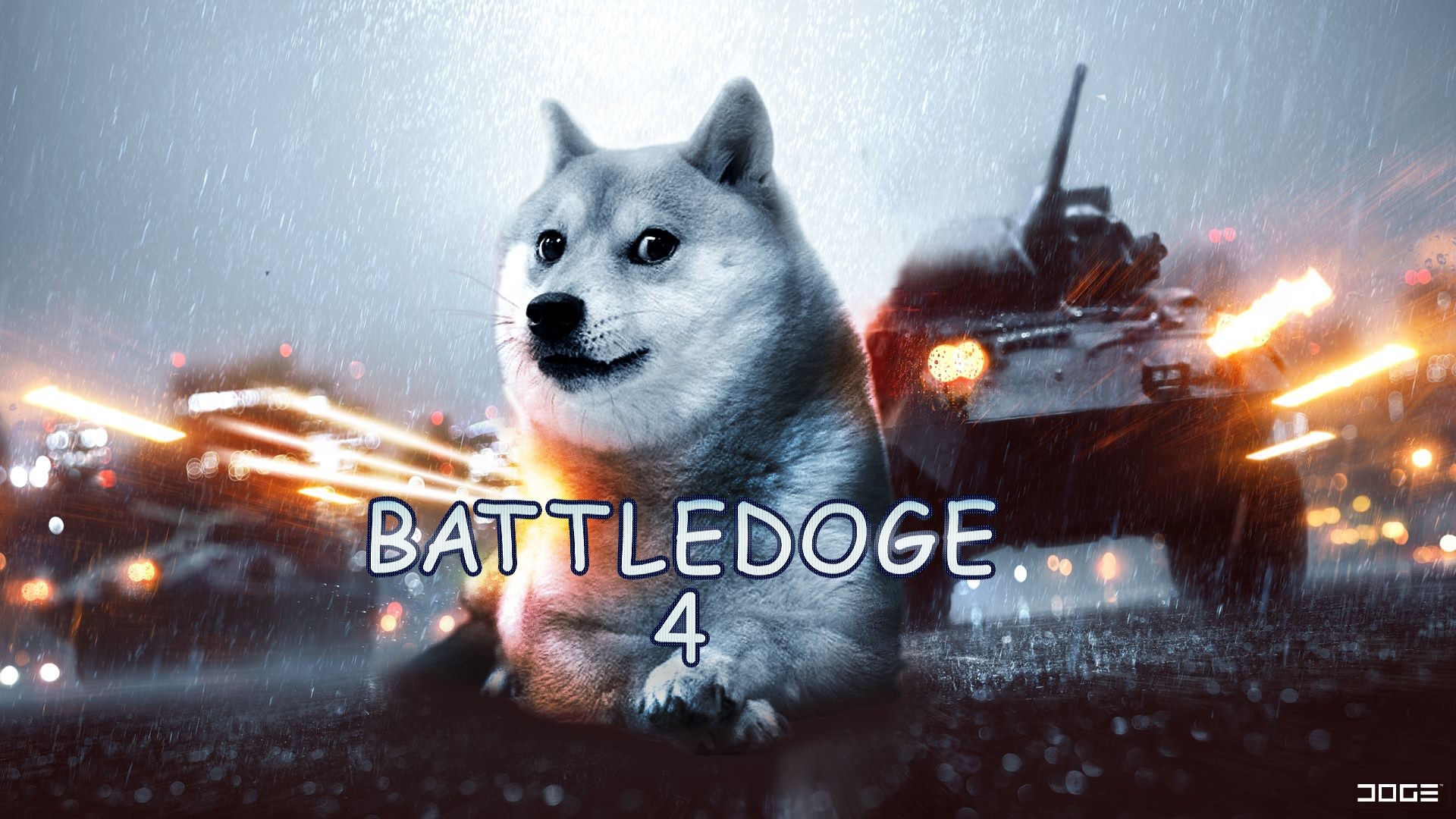 Battledoge 4, Doge, Battlefield 4, Carro armato, Parodia, Full HD, sfondo Windows 11