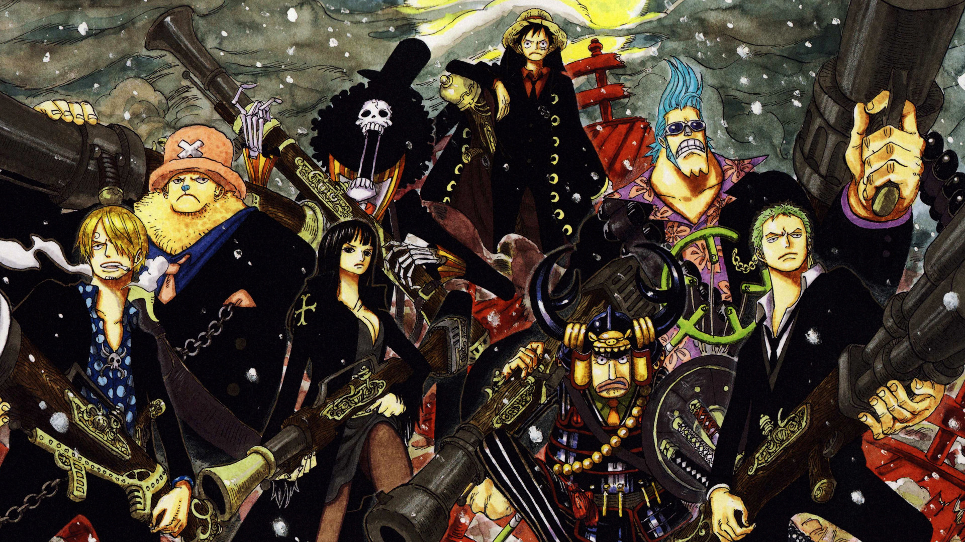 Ciurma di Cappello di Paglia, One Piece Film: Strong World, Roronoa Zoro, Nico Robin, Brook, sfondo desktop