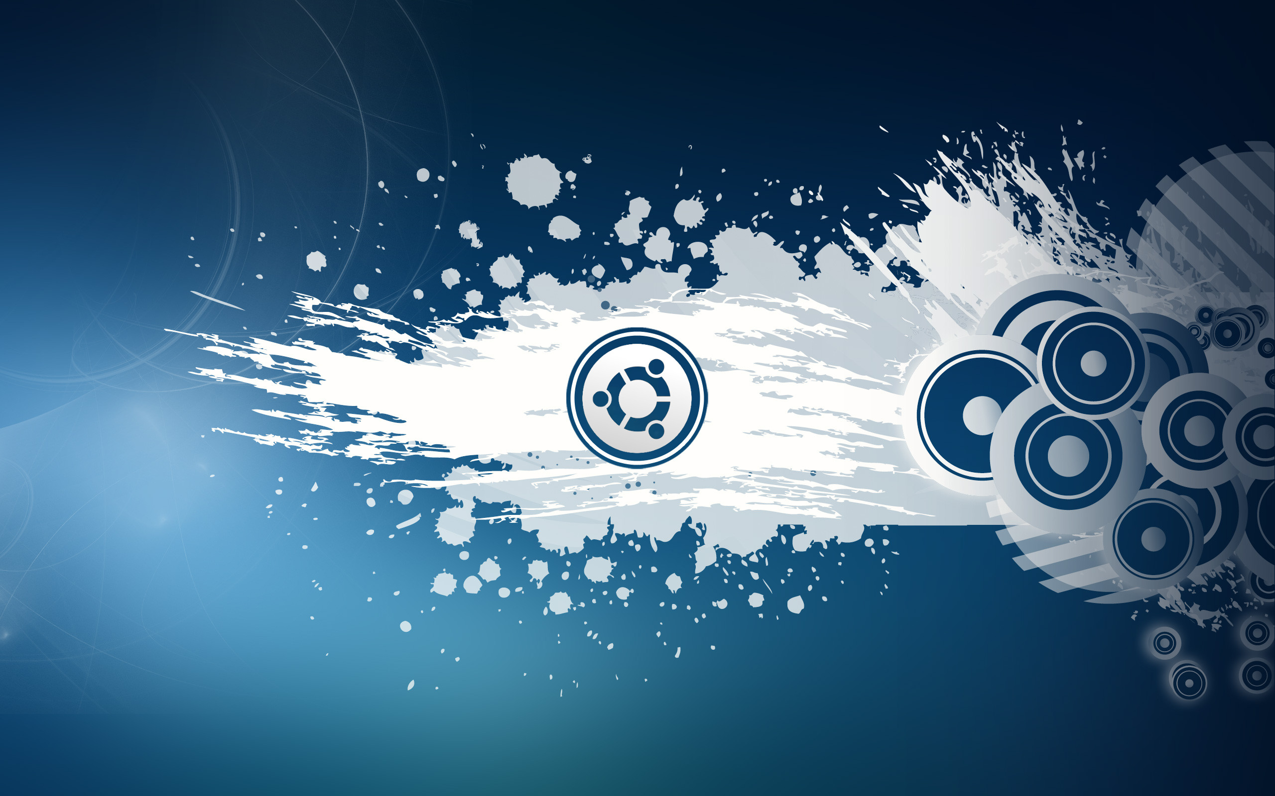 Logo Ubuntu, Schizzi, Cerchi, Blu, 2K, sfondo per PC e portatile