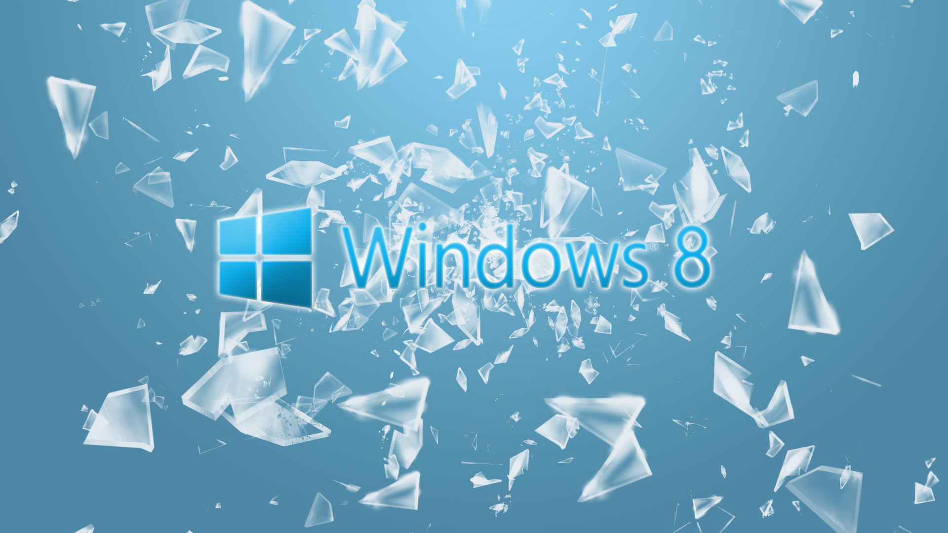 Windows 8, Logo Windows, Vetri rotti, Azzurro, 1920x1080, sfondo per PC