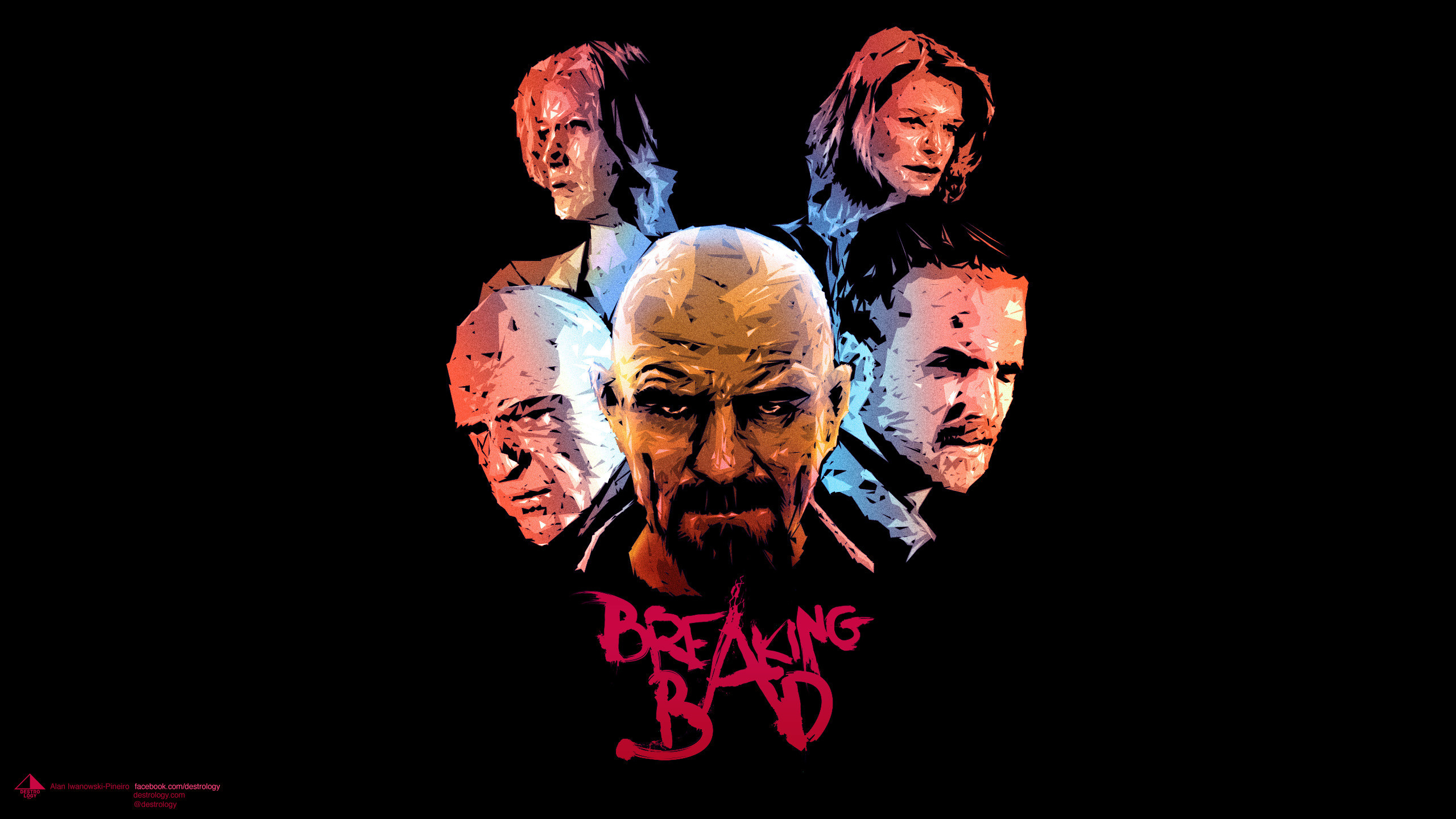 Walter White, Jesse Pinkman, Skyler White, Breaking Bad, Illustrazione, sfondo 2K per computer