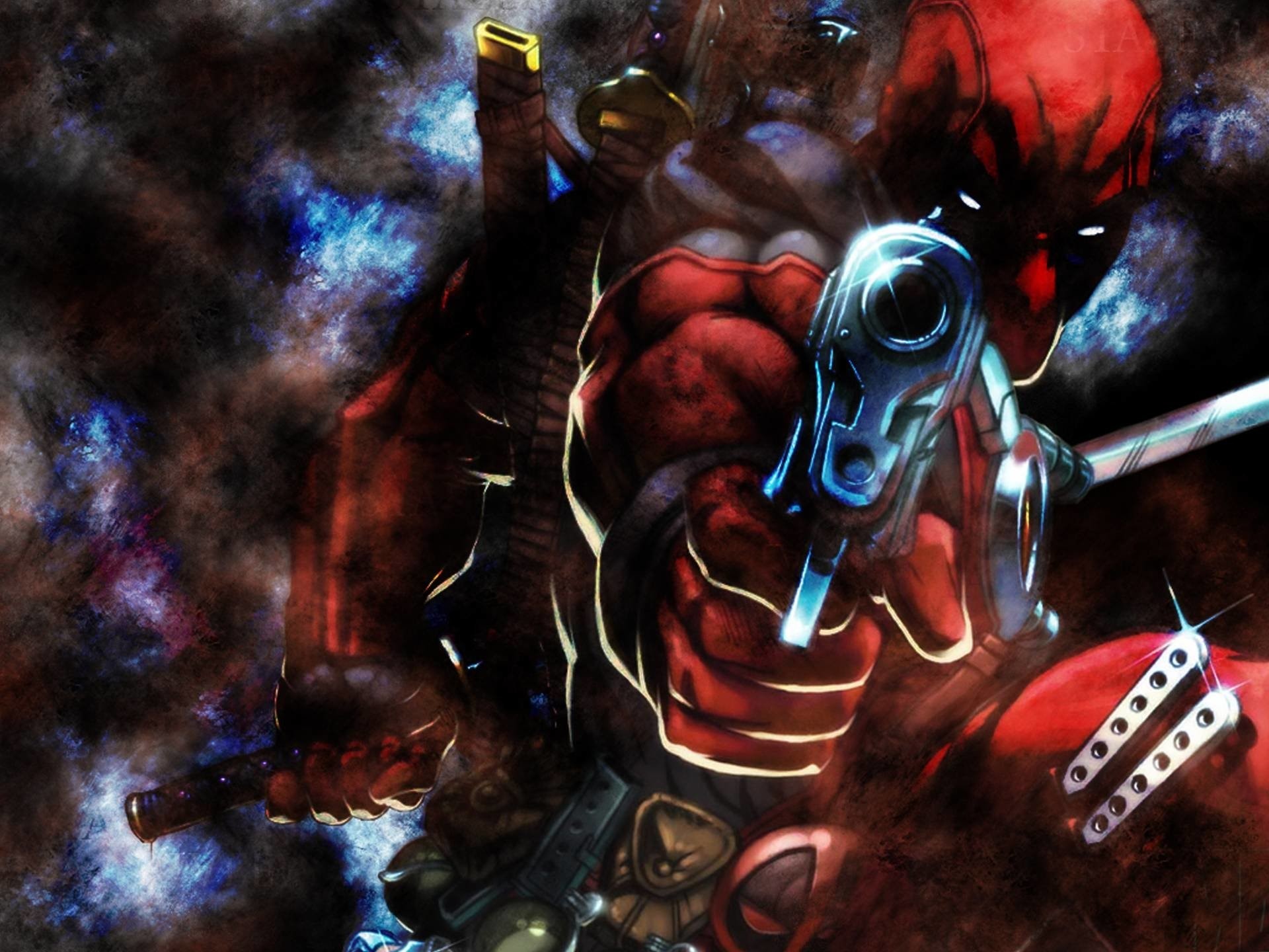 Deadpool, Pistola, Arte digitale, Full HD, schermata di blocco iPad