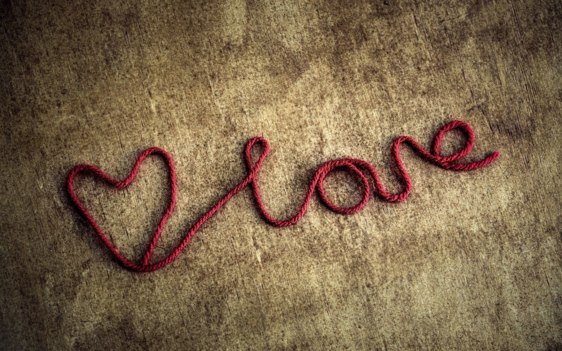 Scritta Love, Cuore, Corda rossa, Texture, 1920x1200, wallpaper desktop