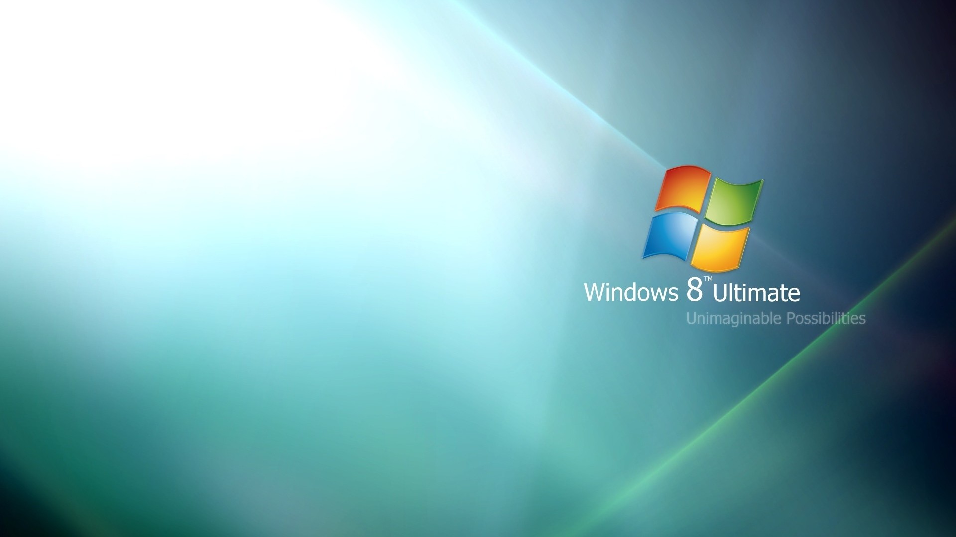 Windows 8 Ultimate, Logo Windows, Verde acqua, 1920x1080, sfondo per PC