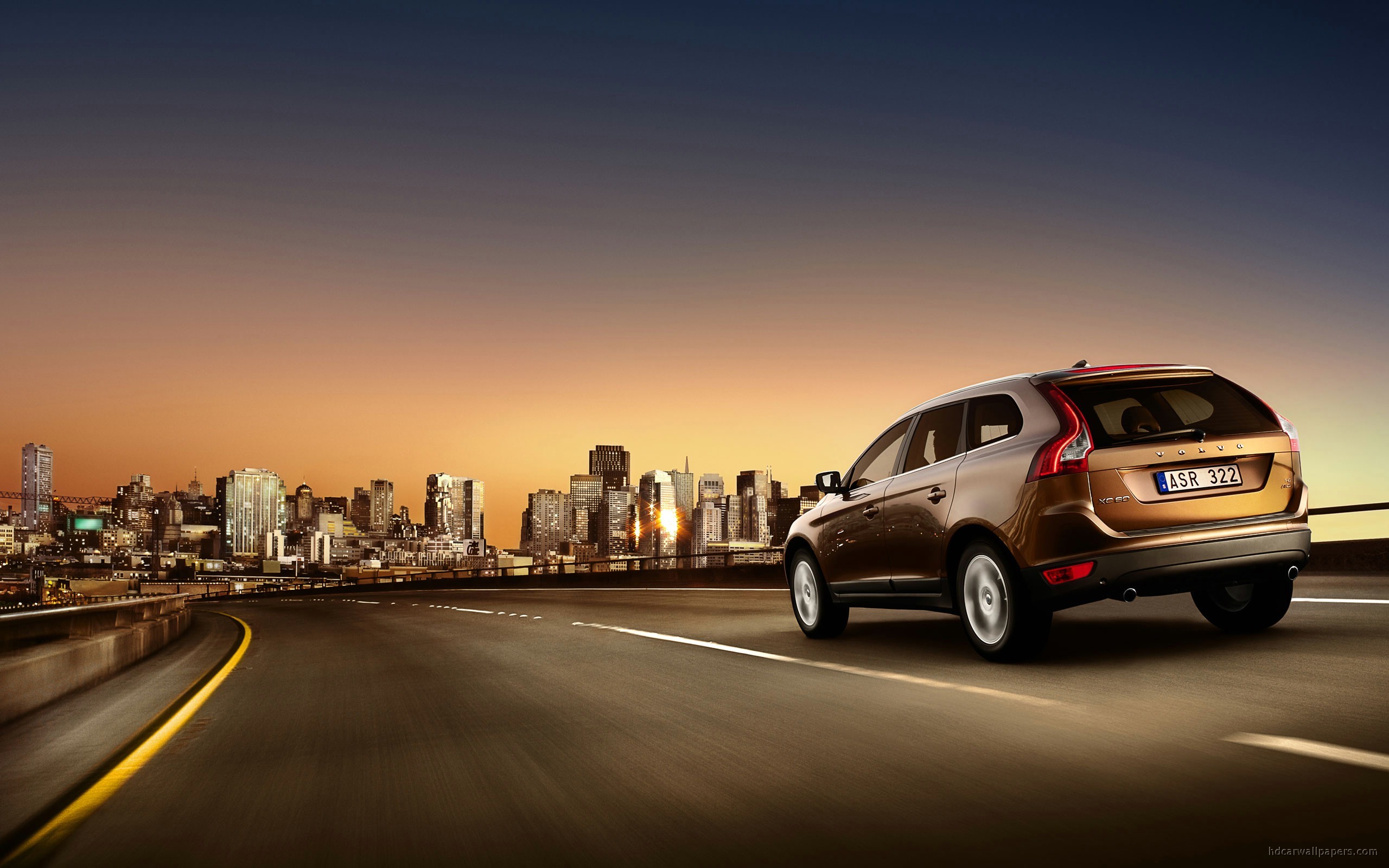 Volvo XC60, SUV, Skyline, Tramonto, 16:10 2K, sfondo widescreen