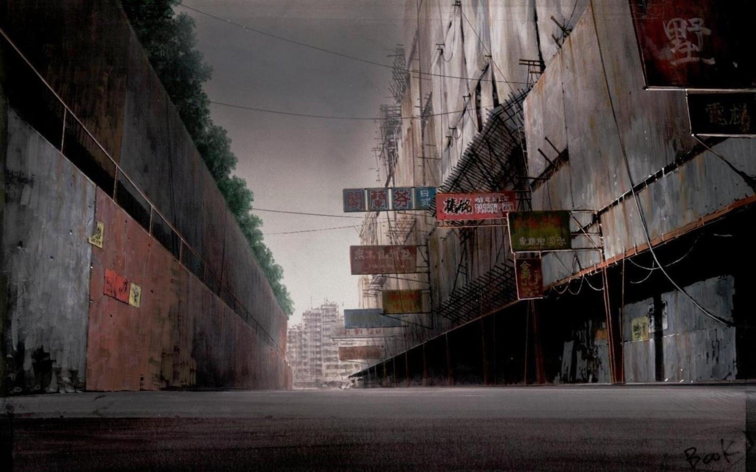 Ghost in the Shell, Strada abbandonata, Città, Paesaggio urbano, Illustrazione, sfondo 1600p