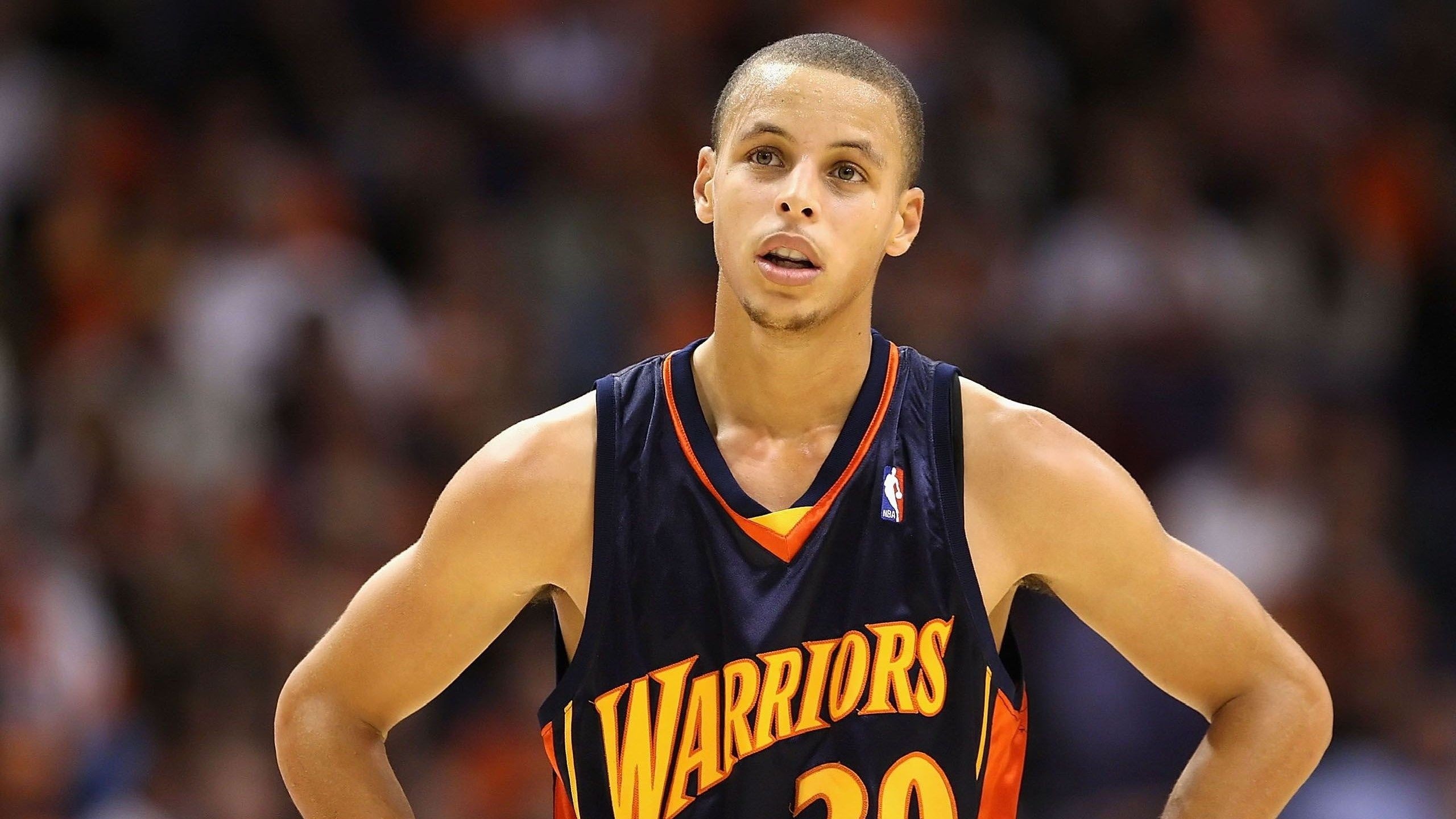Stephen Curry, Golden State Warriors, Maglia Warriors, Ritratto, sfondo desktop 2560x1440