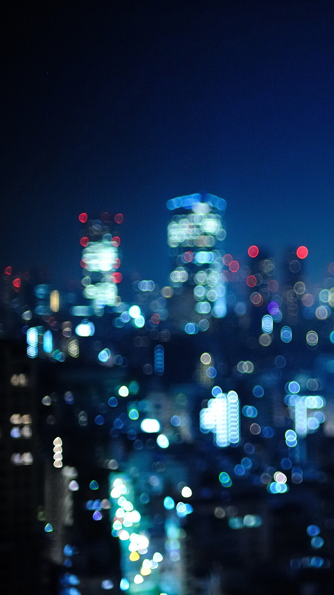 Skyline, Bokeh, Notte, Luci della città, sfondo iPhone Full HD
