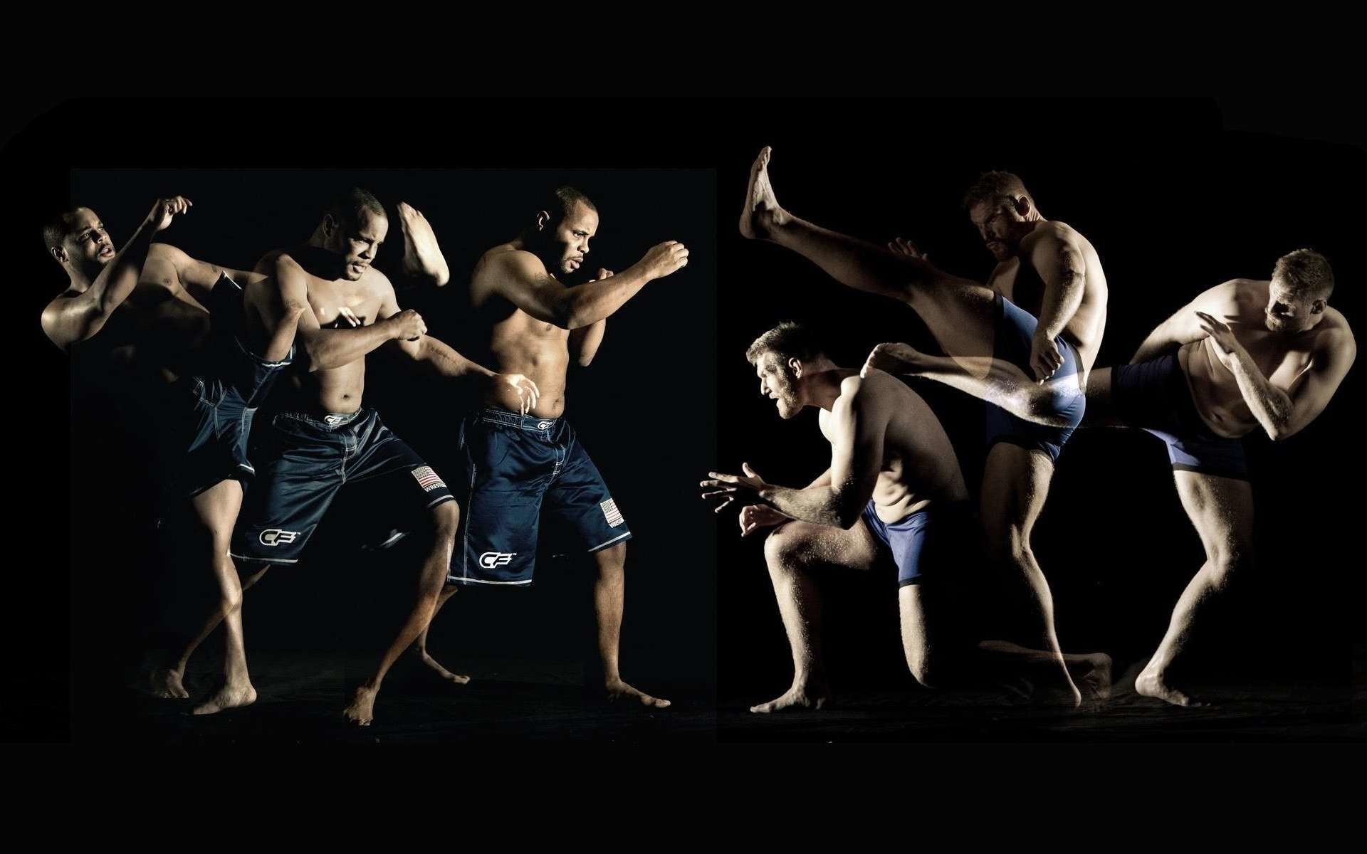 Lottatori MMA, Sequenza, Sfondo nero, Full HD, wallpaper desktop