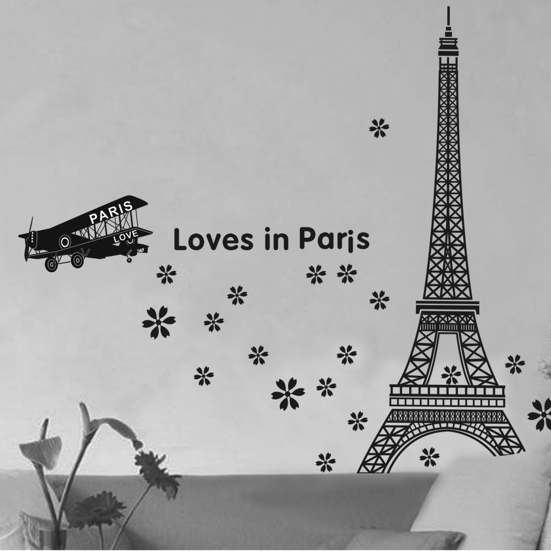Torre Eiffel, Loves in Paris, Adesivo murale, Biplano, Parigi, sfondo per iPad e tablet