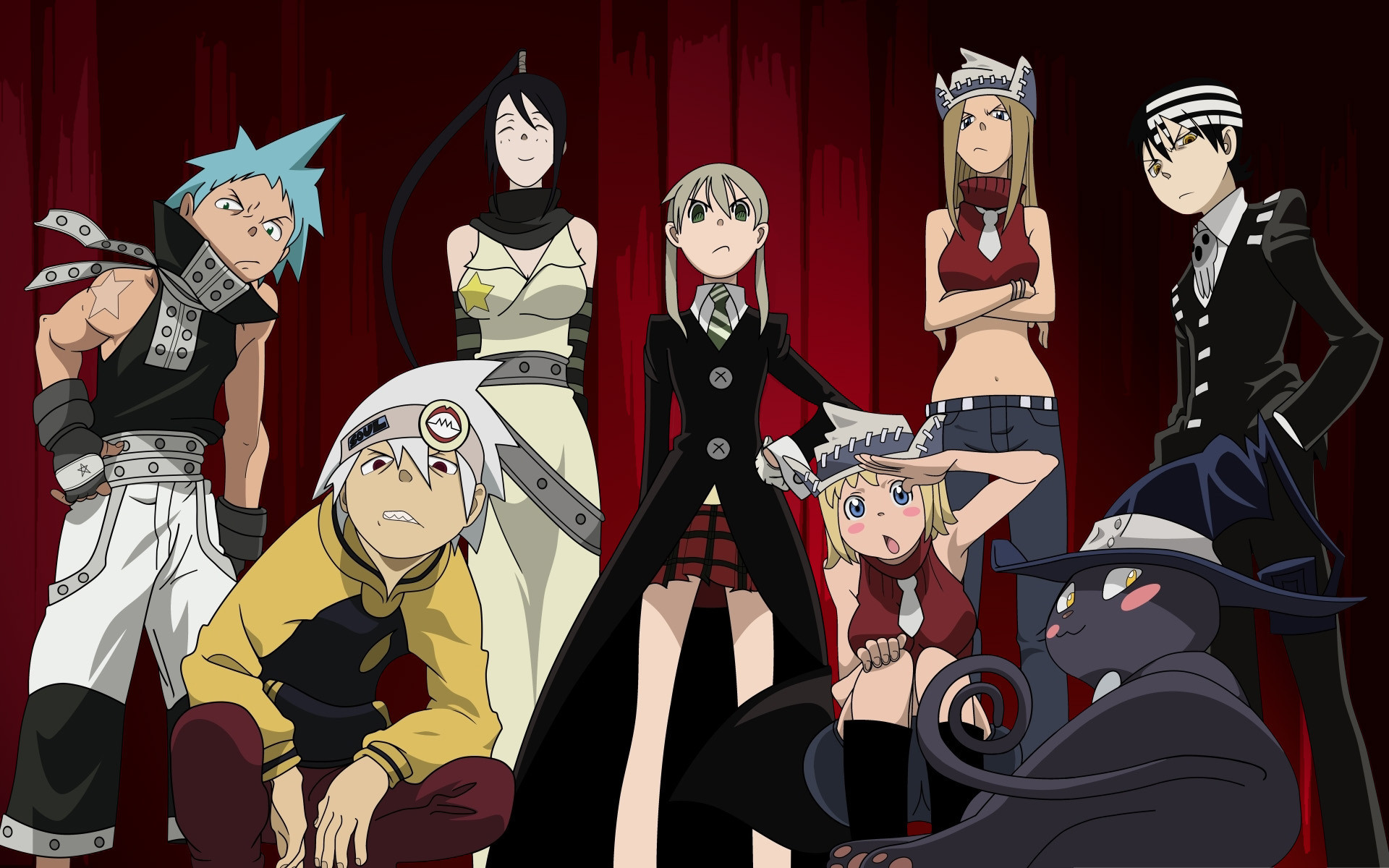 Soul Eater, Maka Albarn, Soul Evans, Black Star, Death the Kid, Blair, sfondo desktop 1920x1200