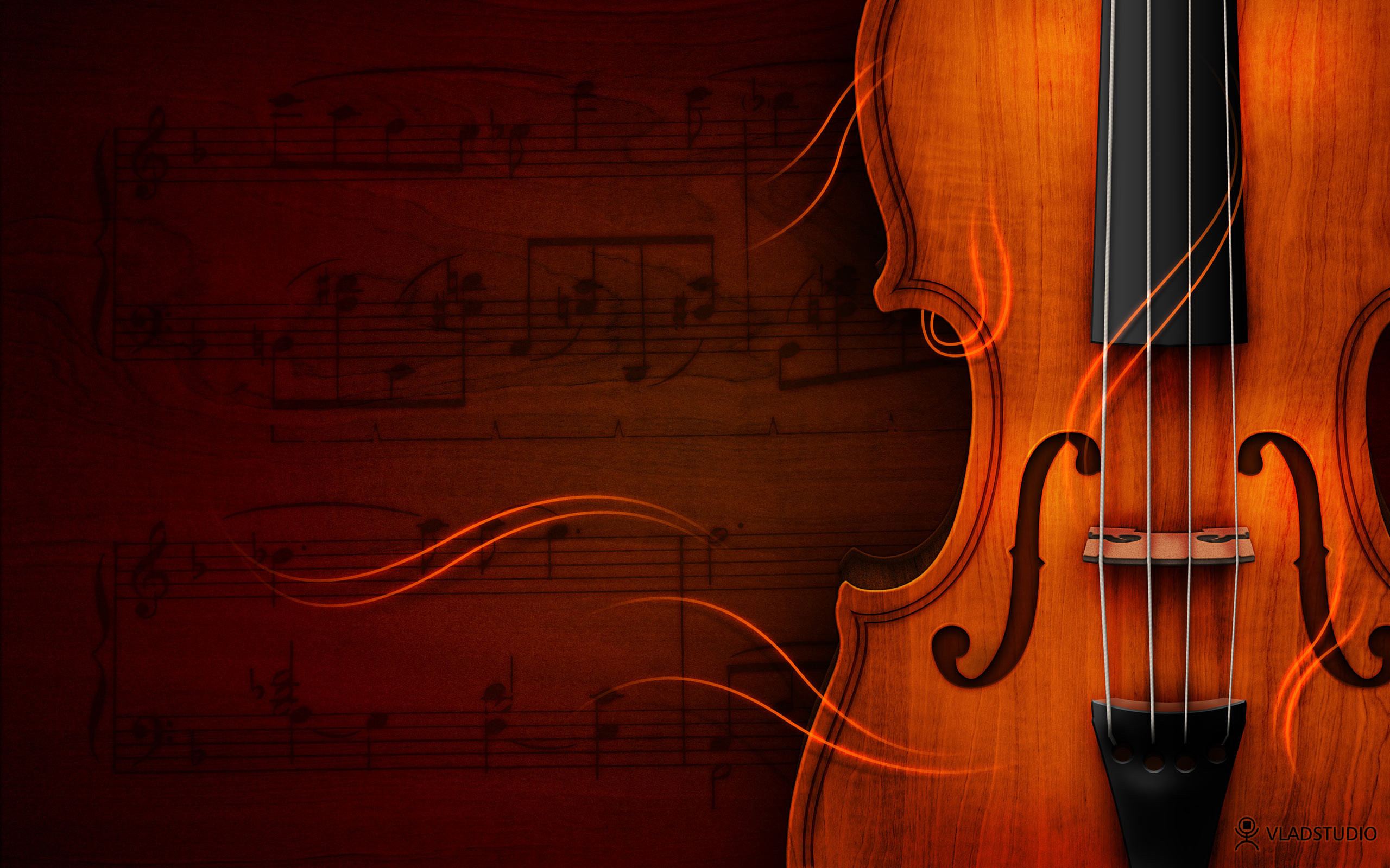 Violino, Spartito, Arte digitale, Toni caldi, 2560x1600, sfondo MacBook Pro