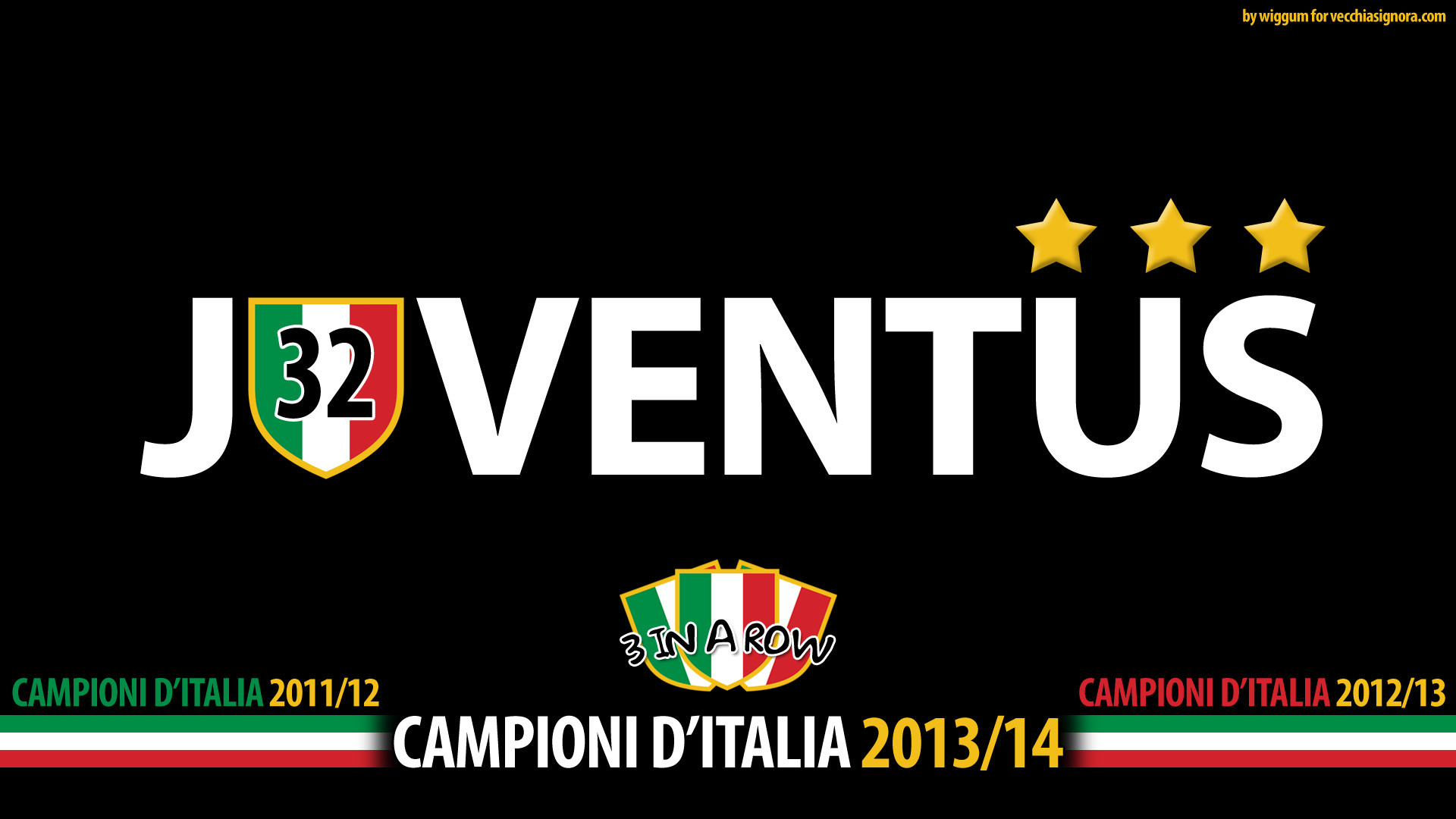Juventus, Campioni d'Italia 2013/14, Scudetto 32, Tre stelle, Full HD, sfondo per portatile